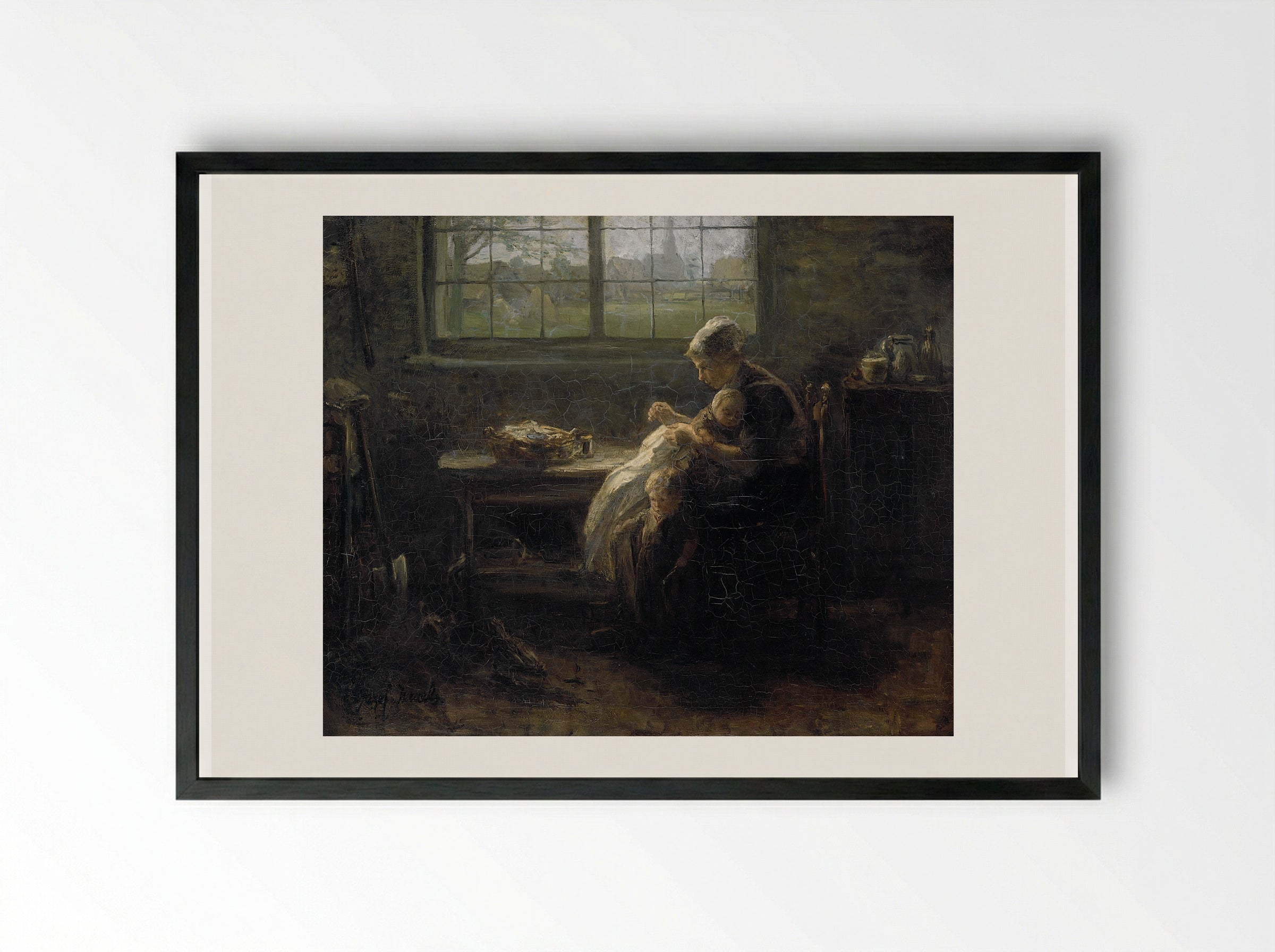 Moederweelde (Mother's Joy) - Jozef Israëls - Framed Print Black