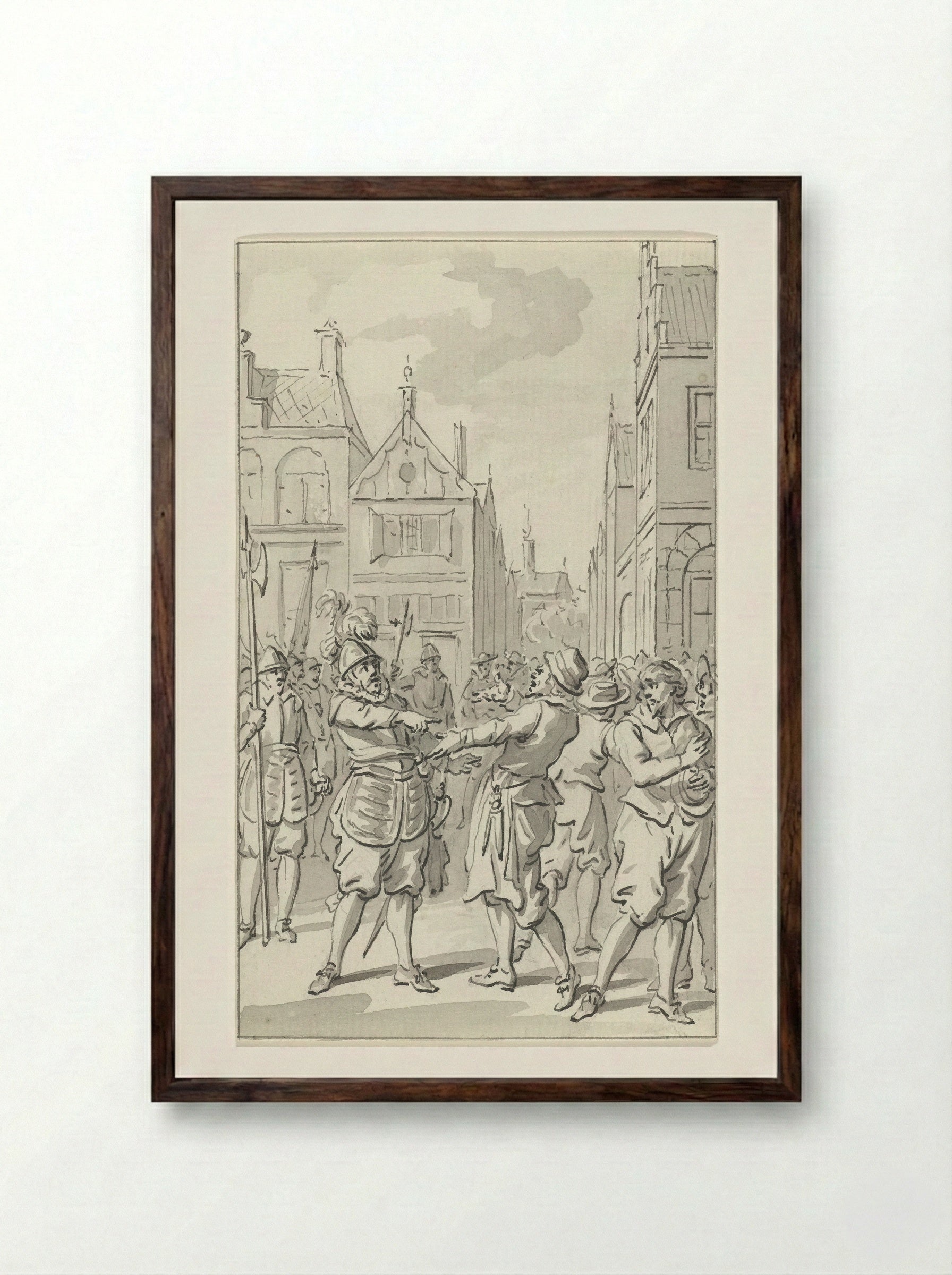 Moedig antwoord van hopman Johan van den Kornput, de verdediger van Steenwijk, 1580 - Jacobus Buys - Framed Print Dark Wood