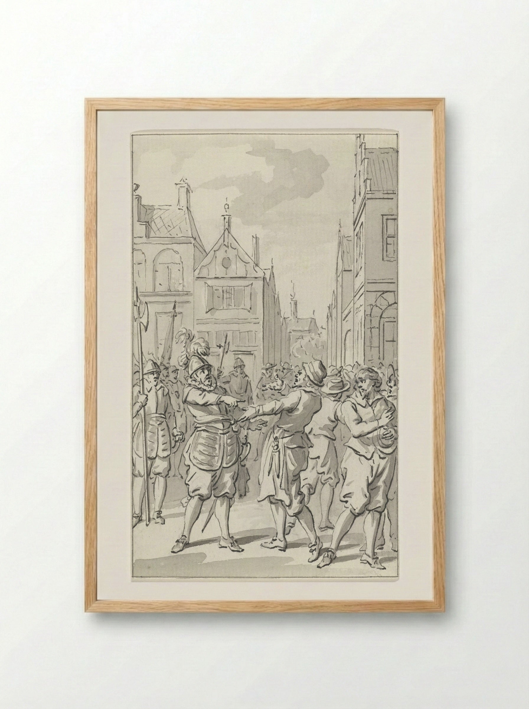 Moedig antwoord van hopman Johan van den Kornput, de verdediger van Steenwijk, 1580 - Jacobus Buys - Framed Print Wood
