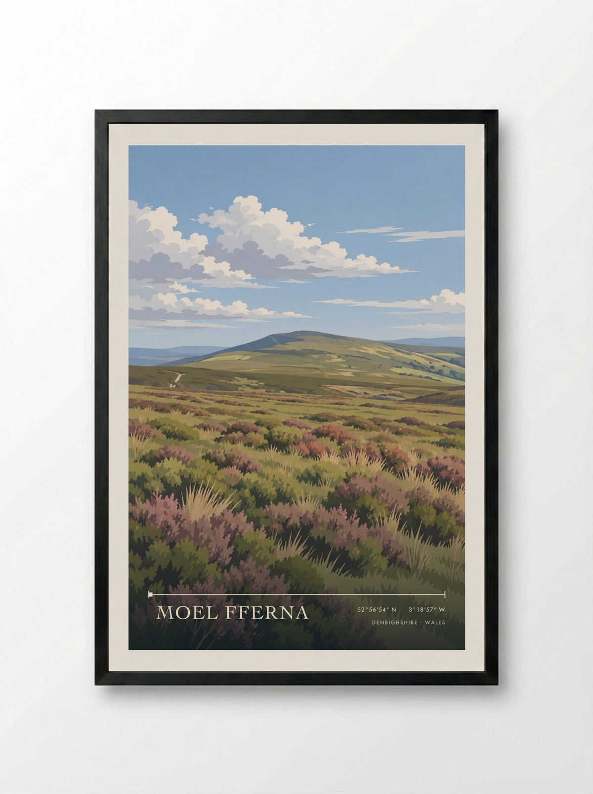 Moel Fferna, Denbighshire | Travel Poster - Framed Print Black