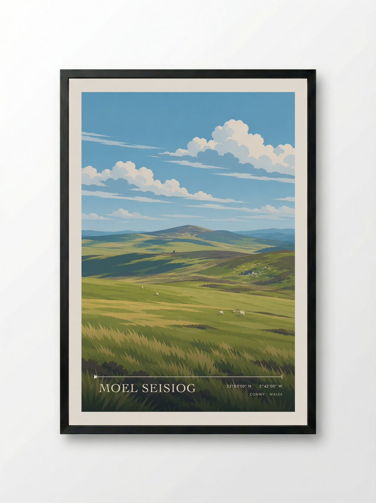 Moel Seisiog, Conwy | Travel Poster - Framed Print Black