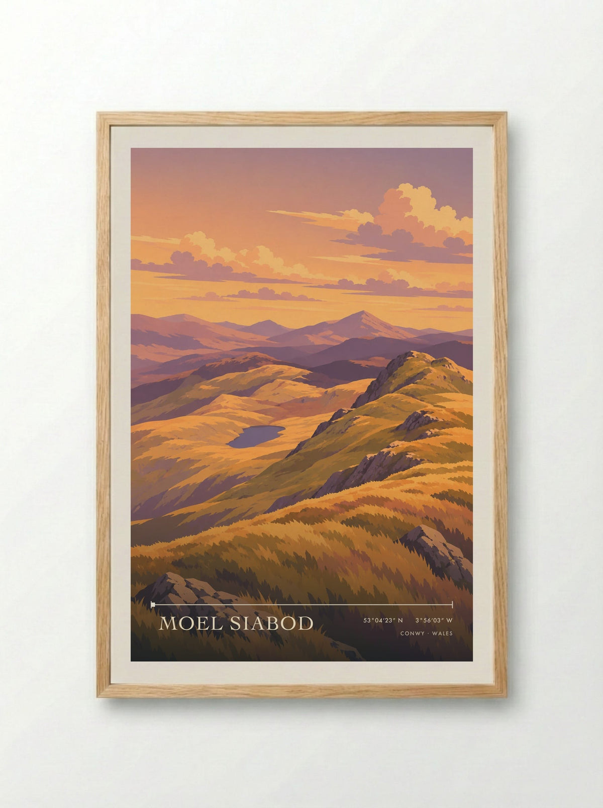 Moel Siabod, Conwy | Travel Poster - Framed Print Wood
