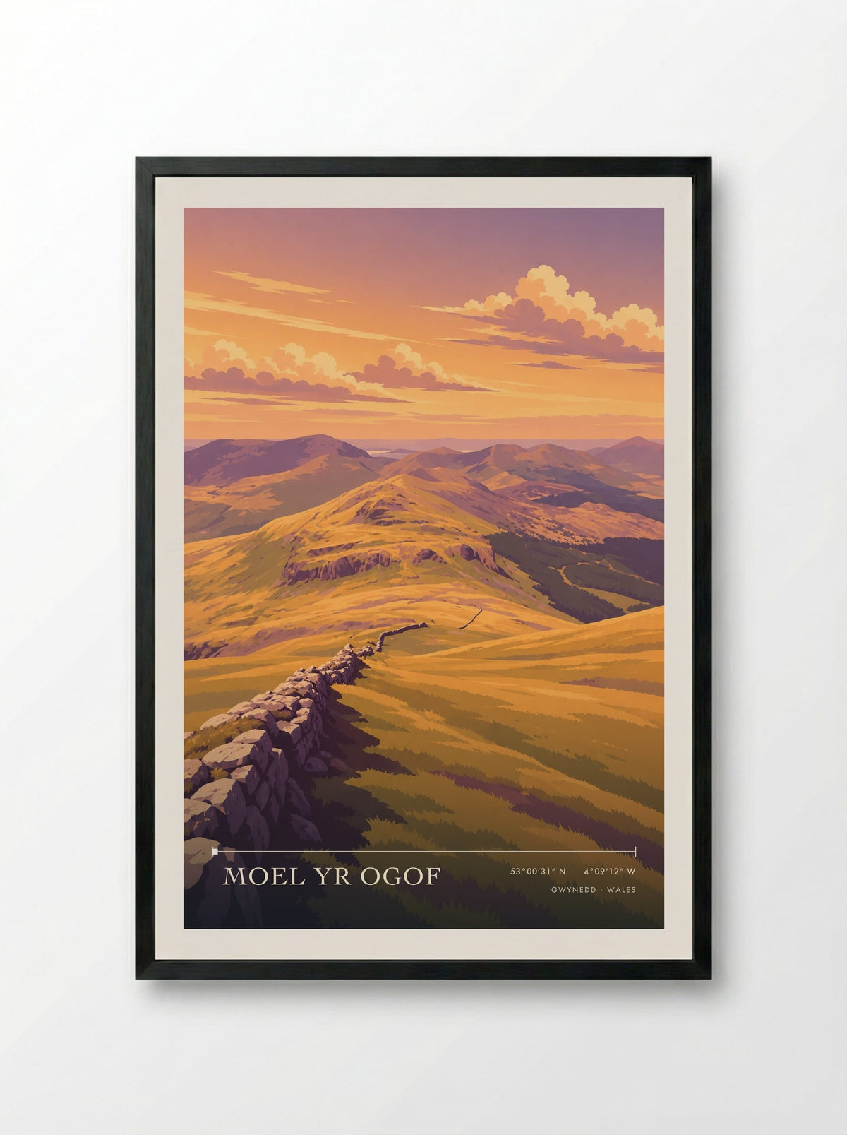 Moel yr Ogof, Gwynedd | Travel Poster - Framed Print Black