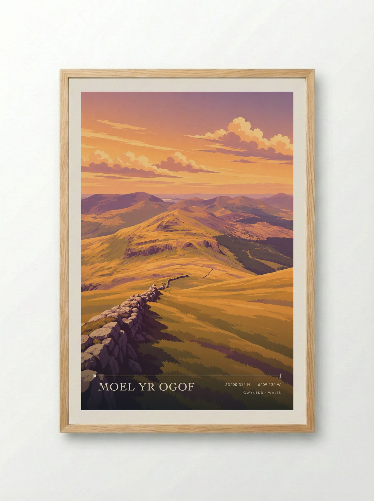 Moel yr Ogof, Gwynedd | Travel Poster - Framed Print Wood