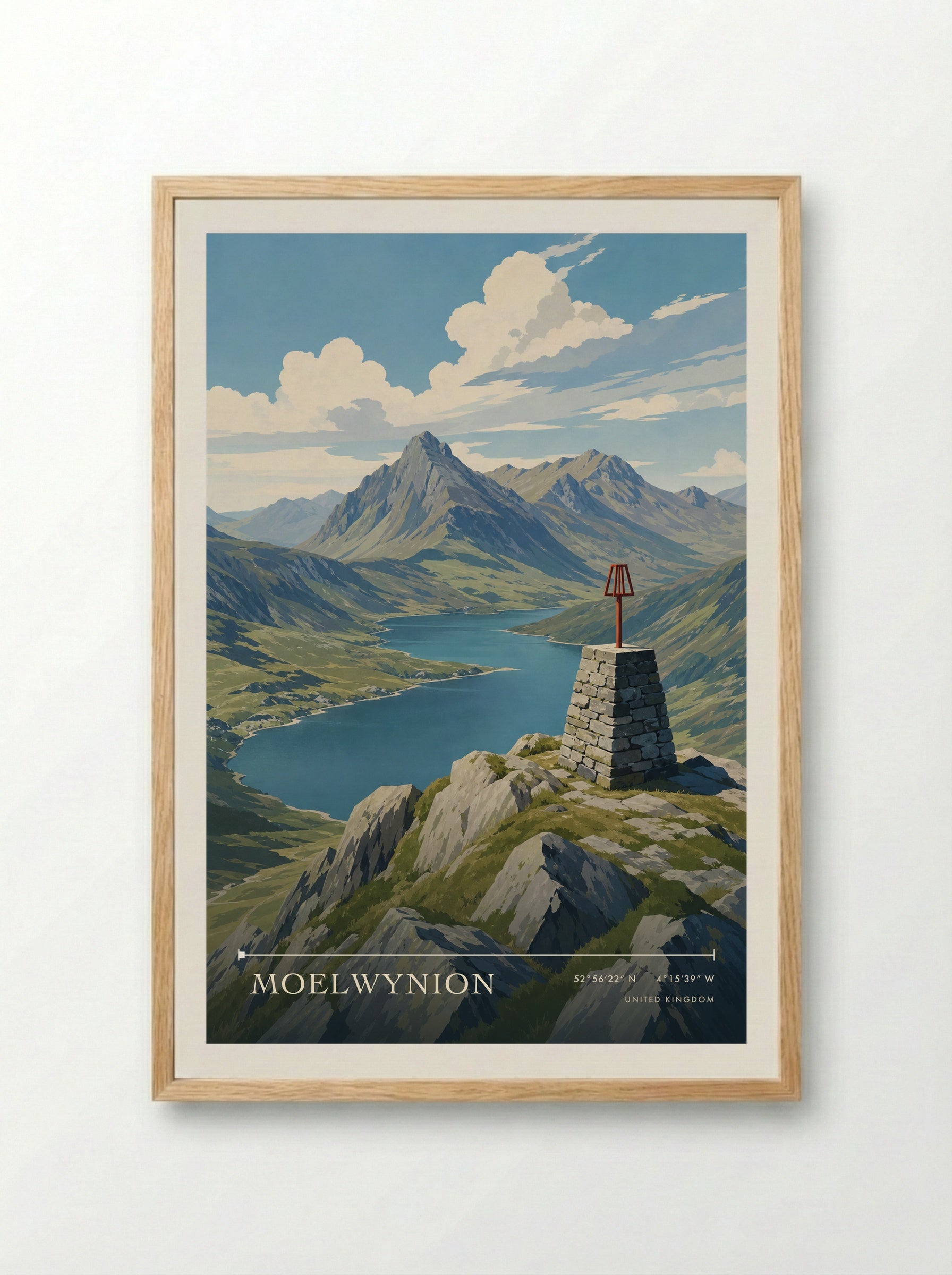 Moelwynion United Kingdom Travel Poster - Framed Print Wood