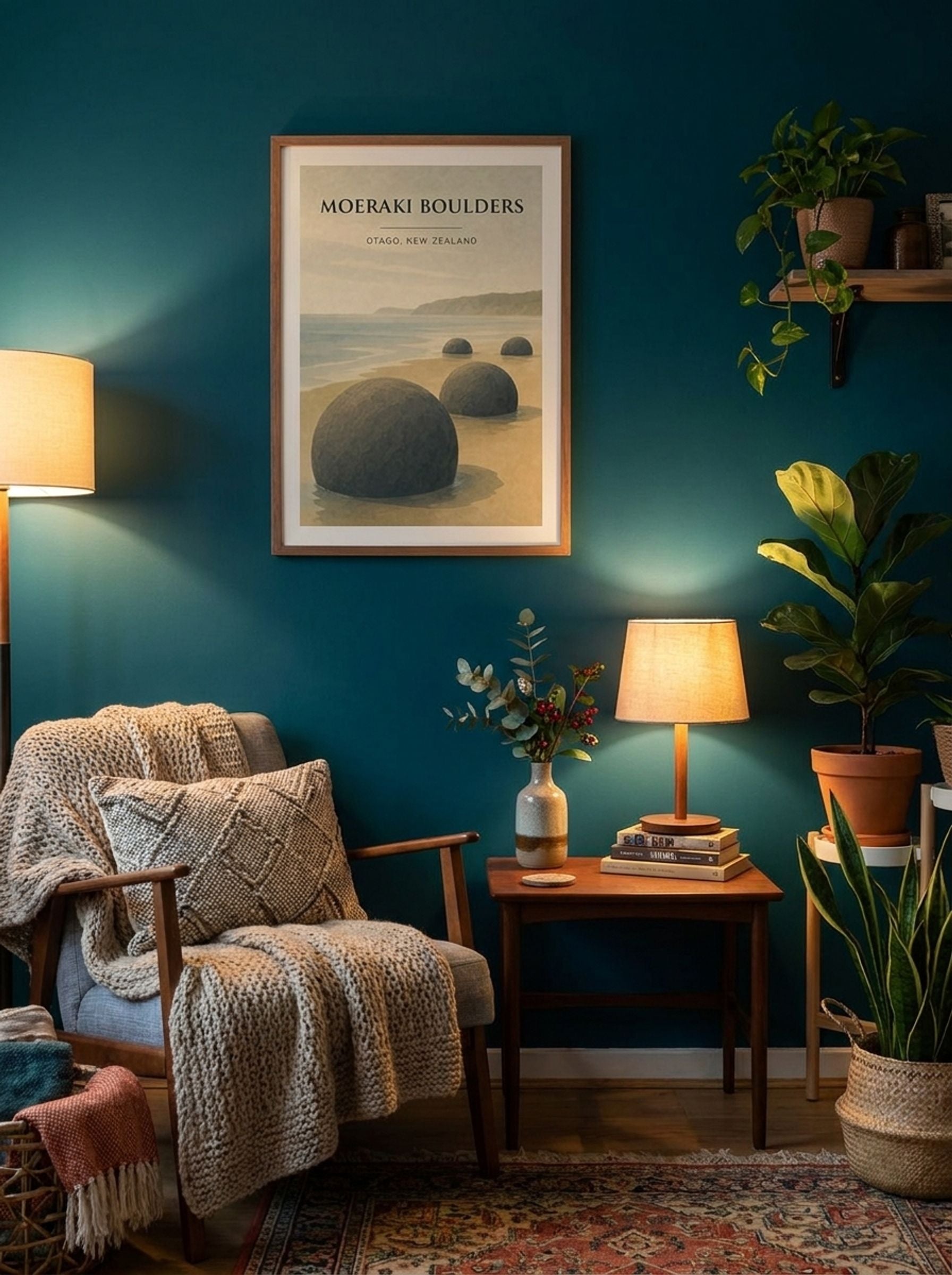 Moeraki Boulders Travel Poster Artwork - Lifestyle