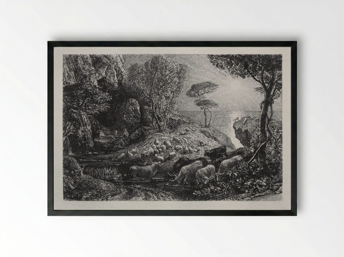 Moeris and Galatea - Samuel Palmer - Framed Print Black