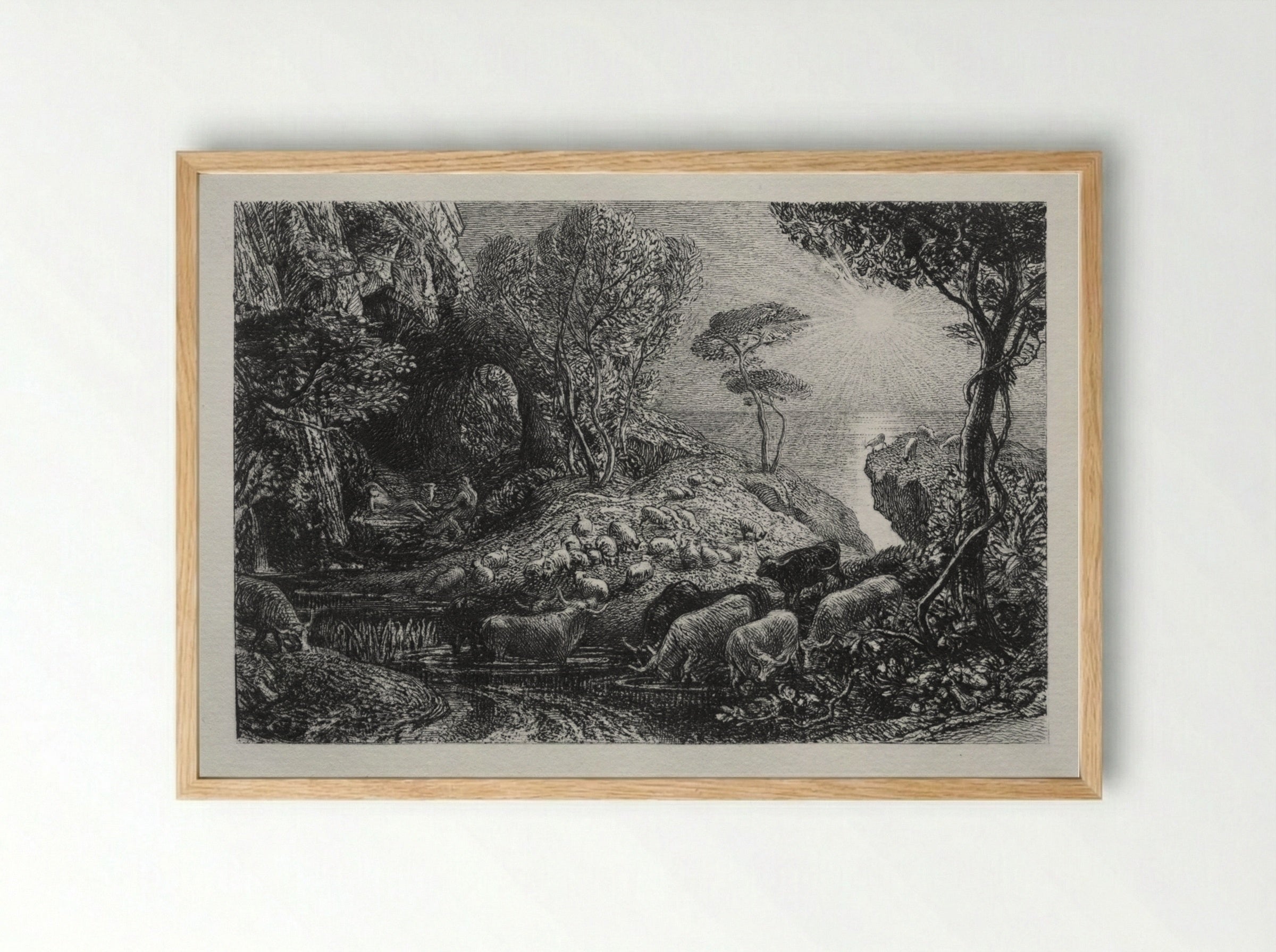 Moeris and Galatea - Samuel Palmer - Framed Print Wood