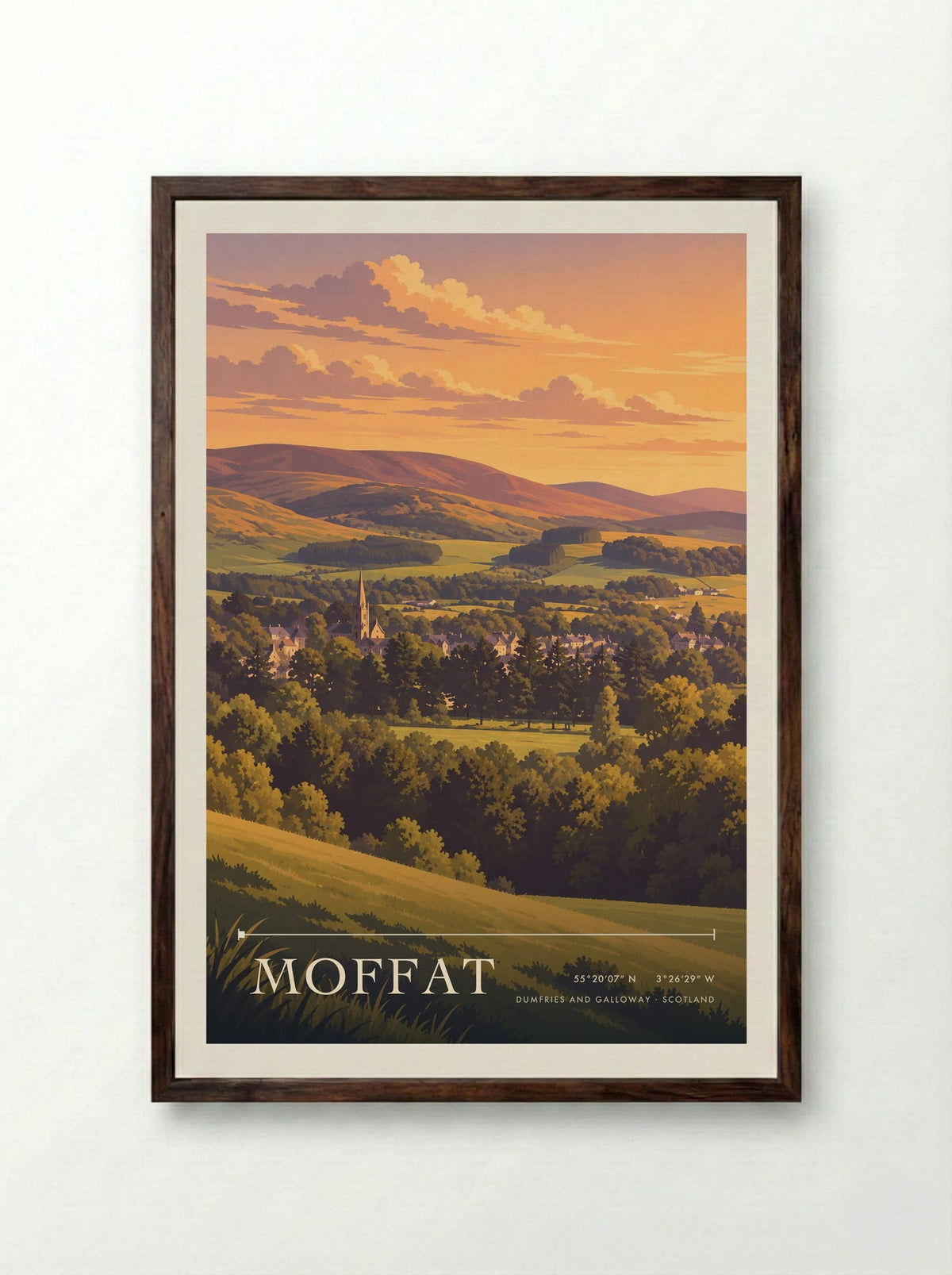 Moffat, Dumfries and Galloway | Travel Poster - Framed Print Dark Wood