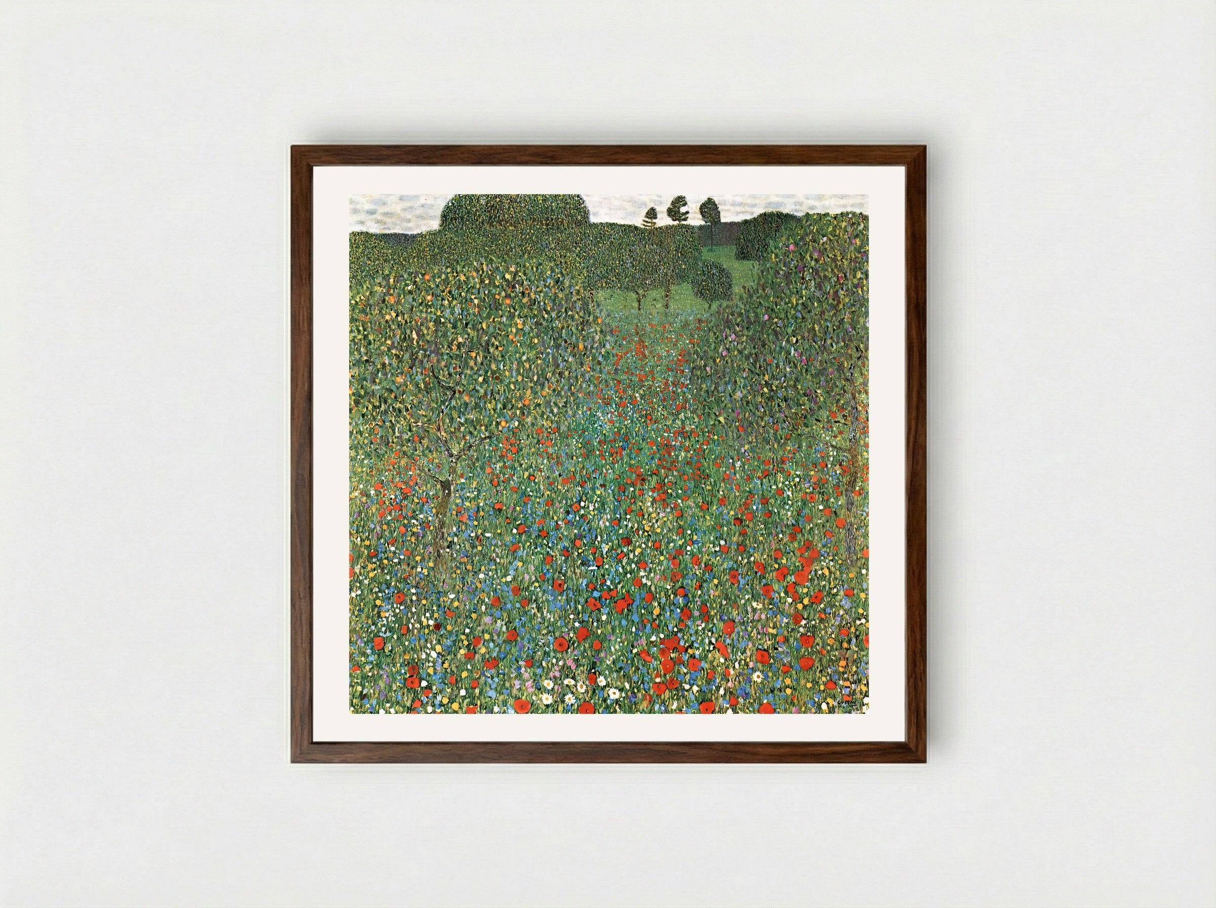 Mohnfeld - Gustav Klimt - Framed Print Dark Wood