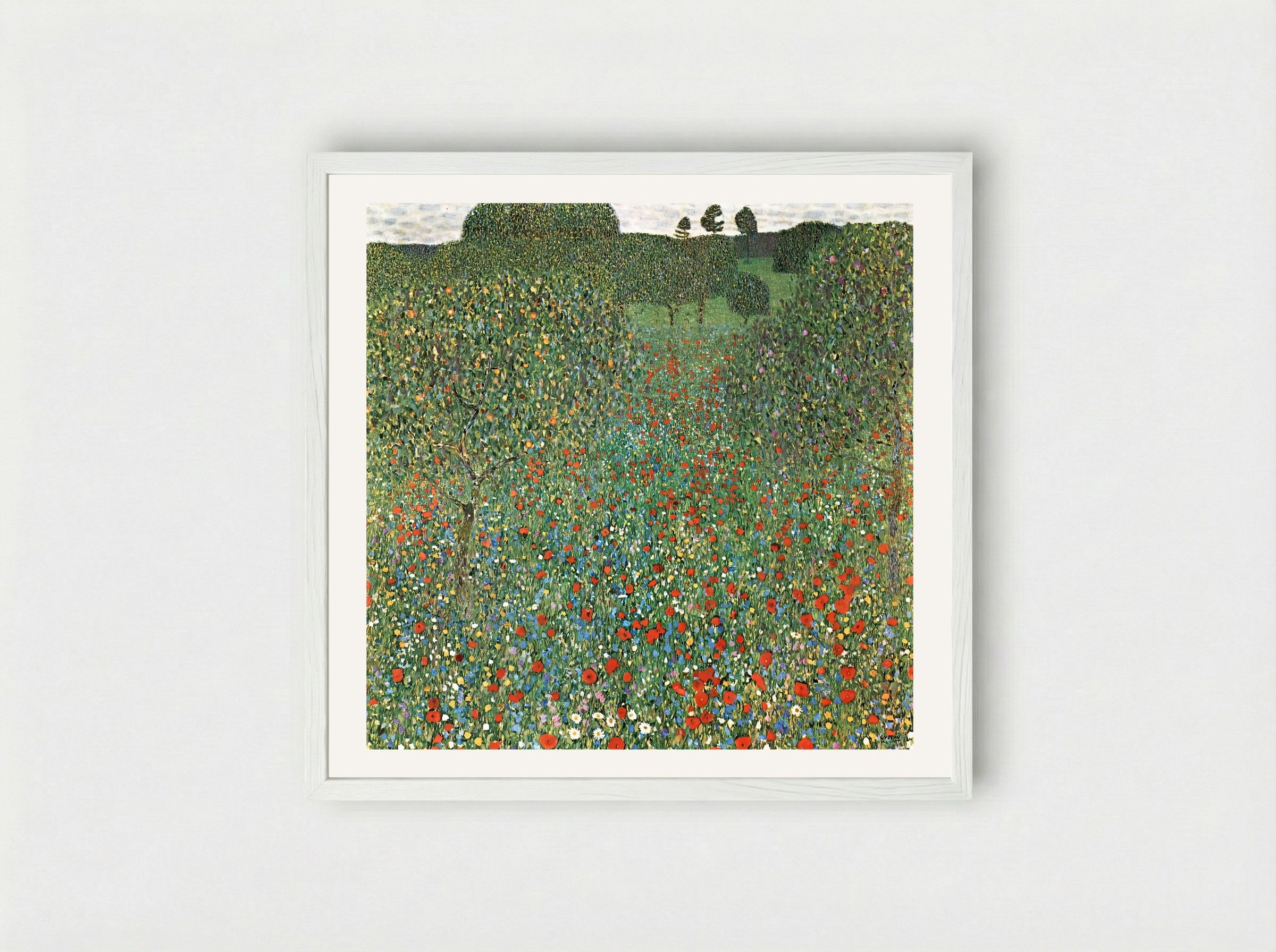 Mohnfeld - Gustav Klimt - Framed Print White