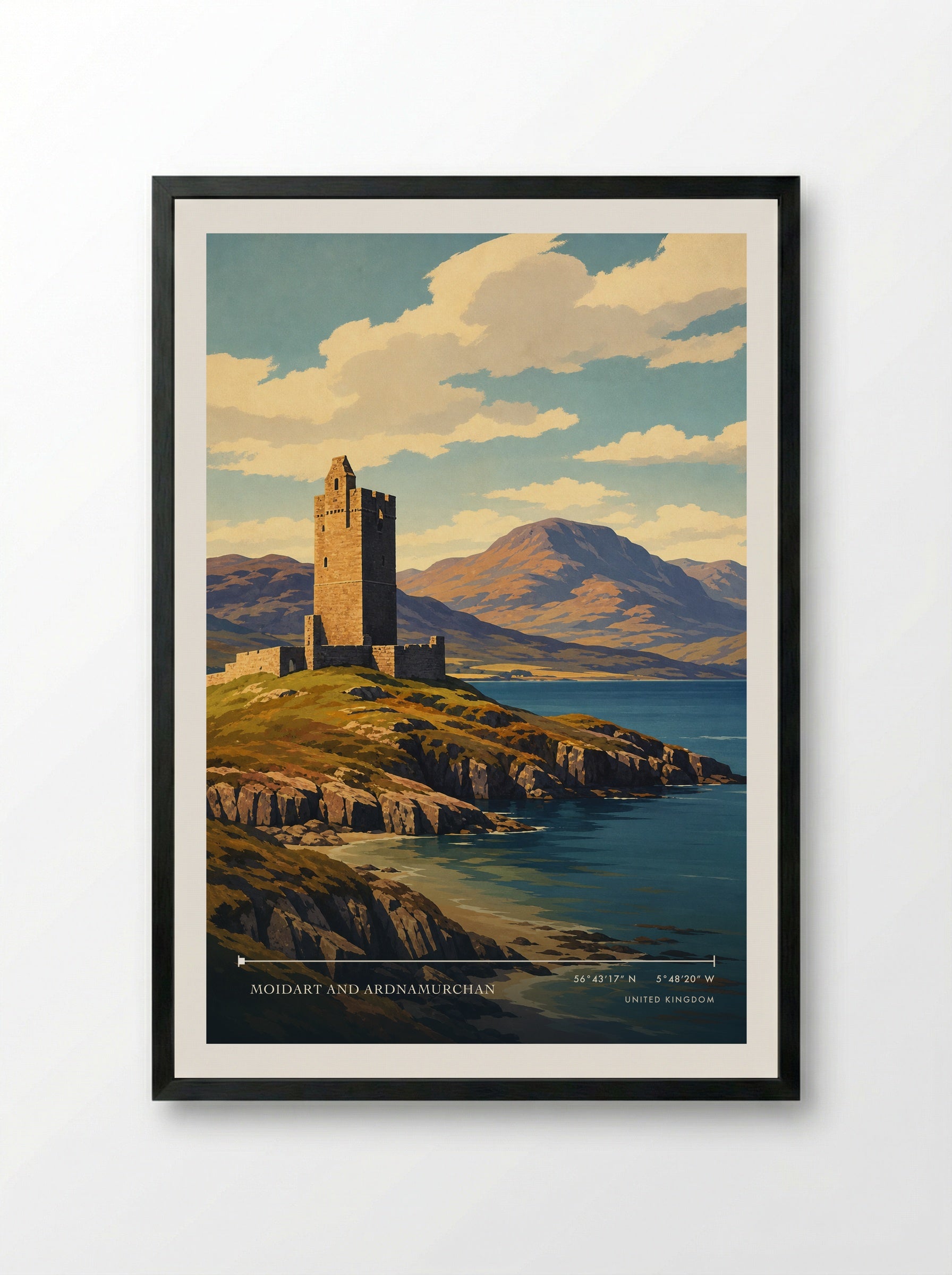 Moidart and Ardnamurchan United Kingdom Travel Poster - Framed Print Black