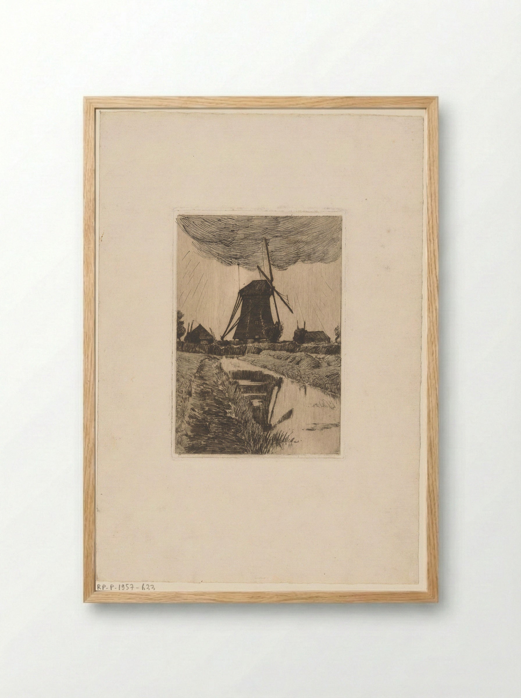 Molen bij een vaart - David Bautz - Framed Print Wood
