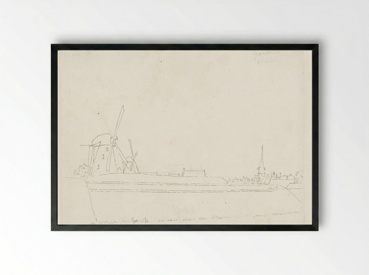 Molens op de stadswallen van Gorinchem - Cornelis Pronk - Framed Print Black