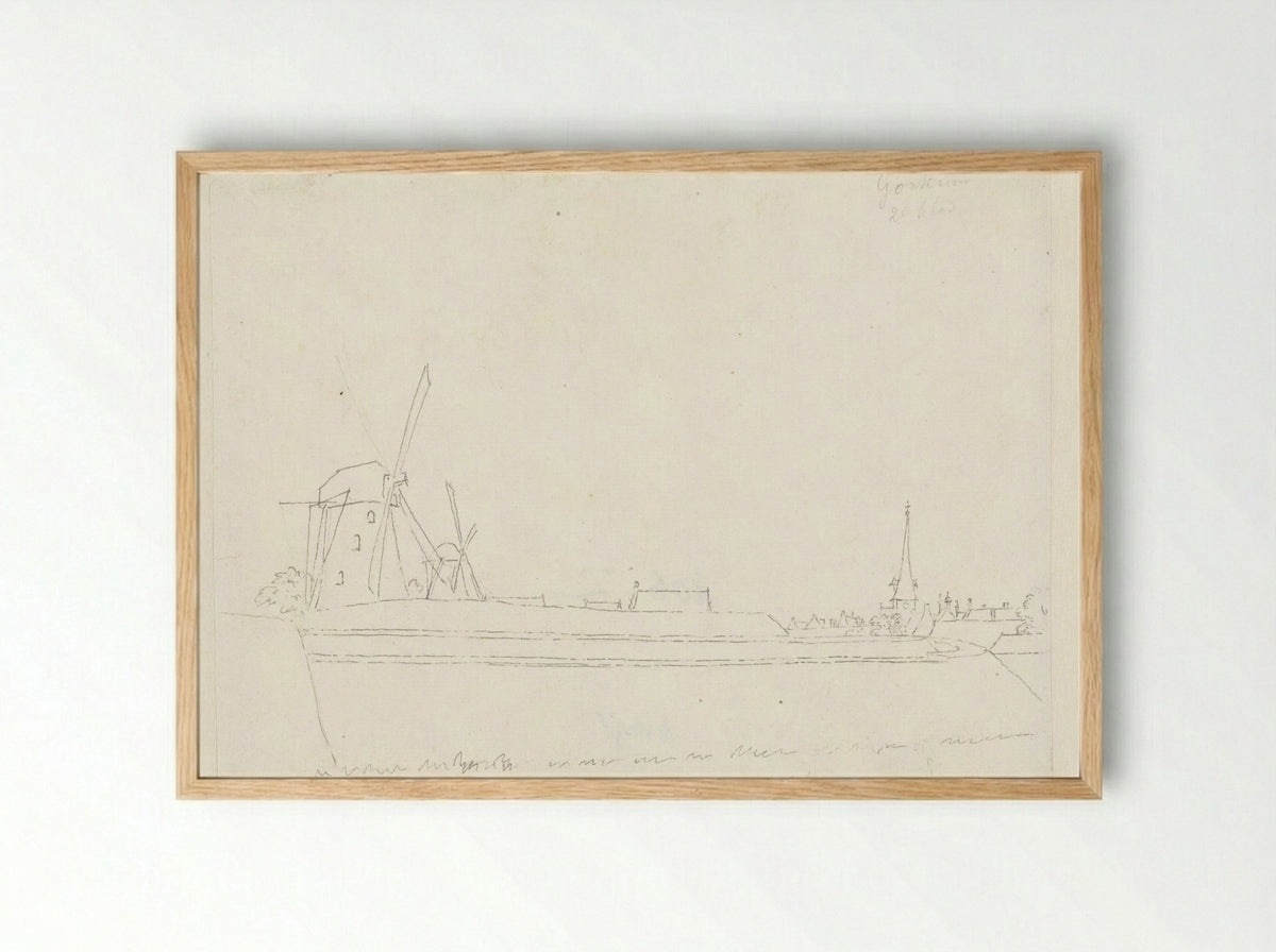 Molens op de stadswallen van Gorinchem - Cornelis Pronk - Framed Print Wood