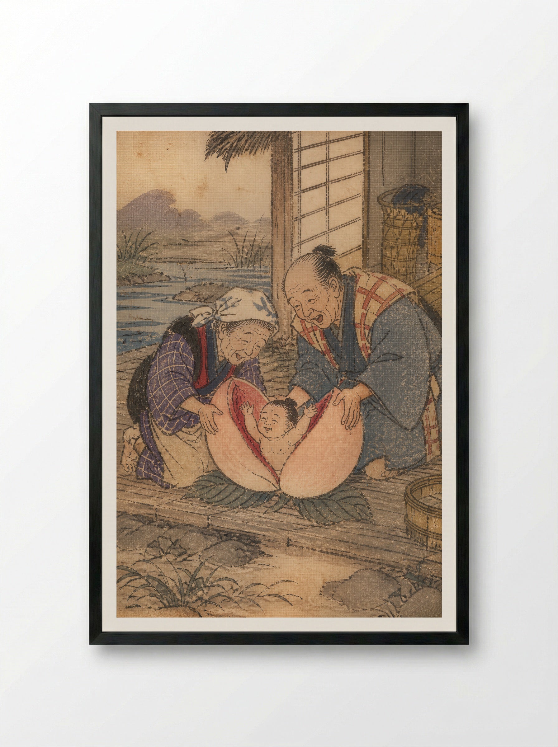 Momotaro and Oni Island: The Peach Opens - Framed Print Black