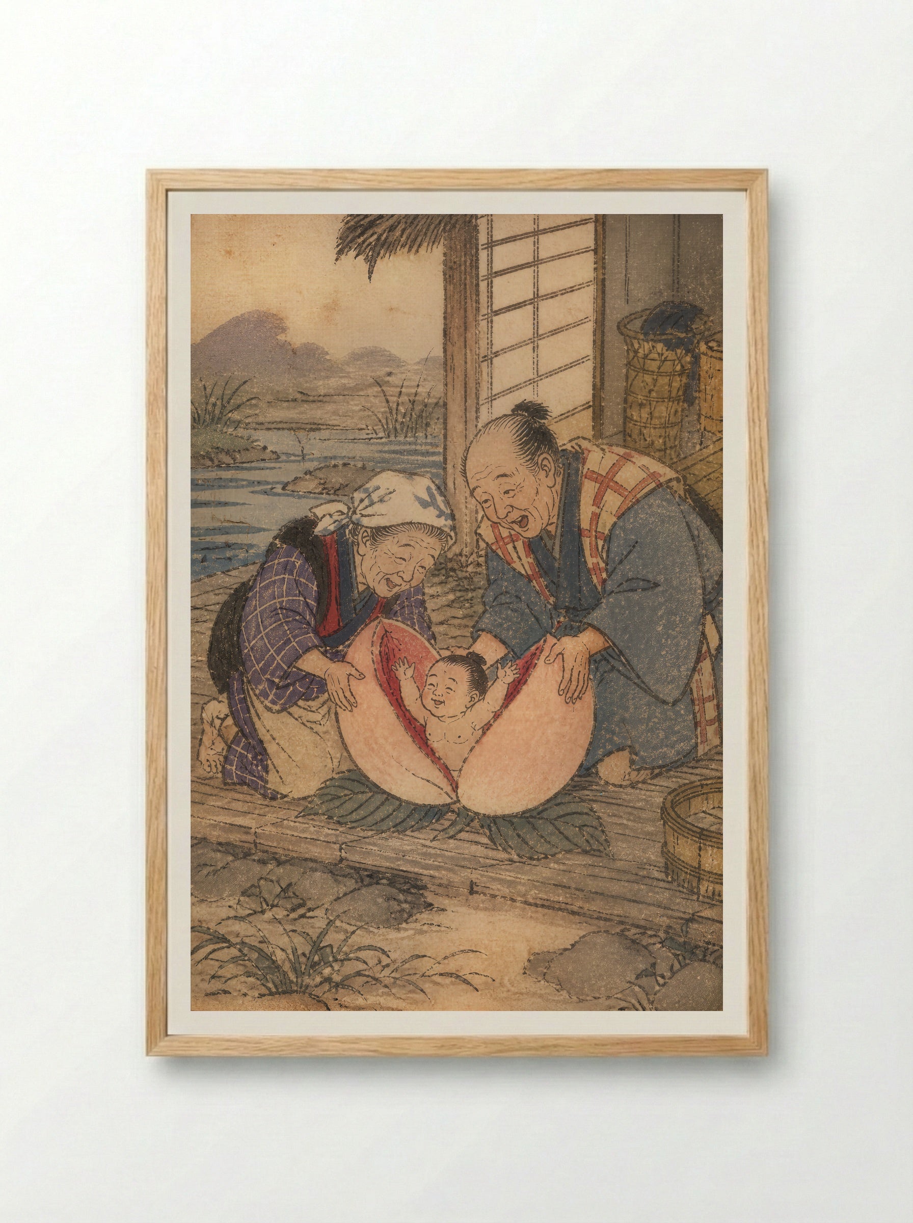 Momotaro and Oni Island: The Peach Opens - Framed Print Wood