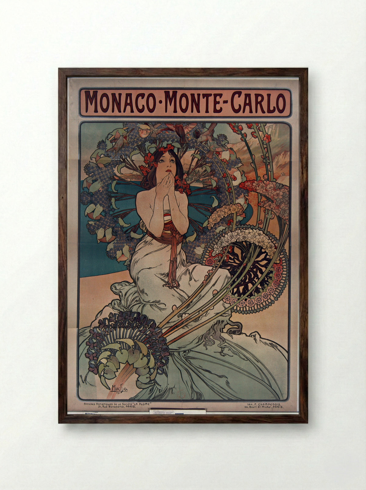 Monaco Monte Carlo - Alphonse Mucha - Framed Print Dark Wood