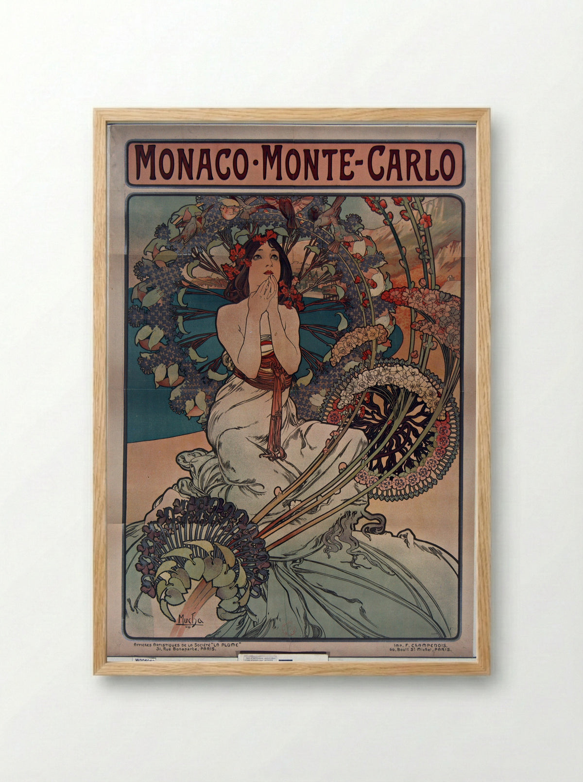 Monaco Monte Carlo - Alphonse Mucha - Framed Print Wood
