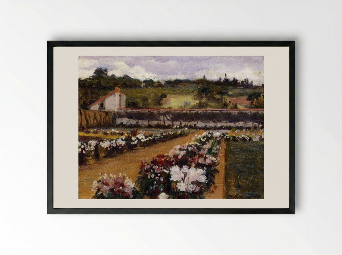 Monet's Formal Garden - Willard Metcalf - Framed Print Black