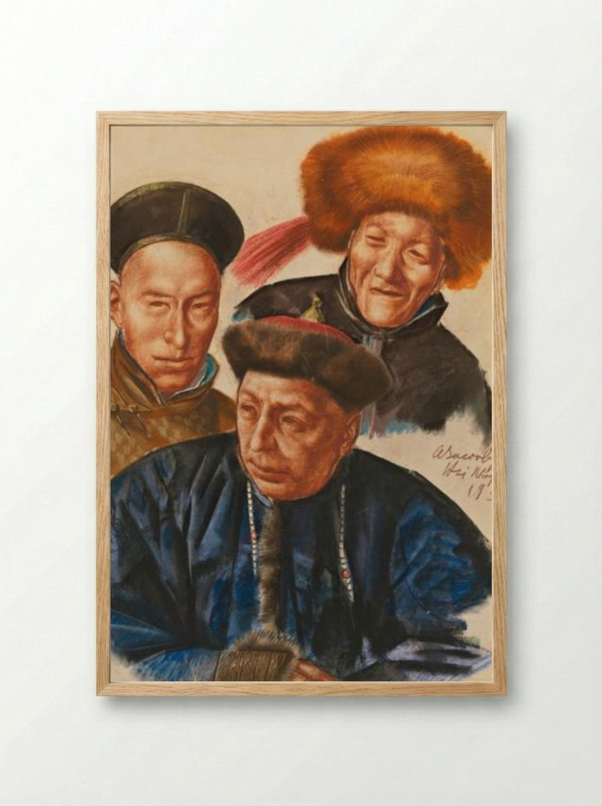 Mongolian Chiefs - Alexandre Jacovleff - Framed Print Wood