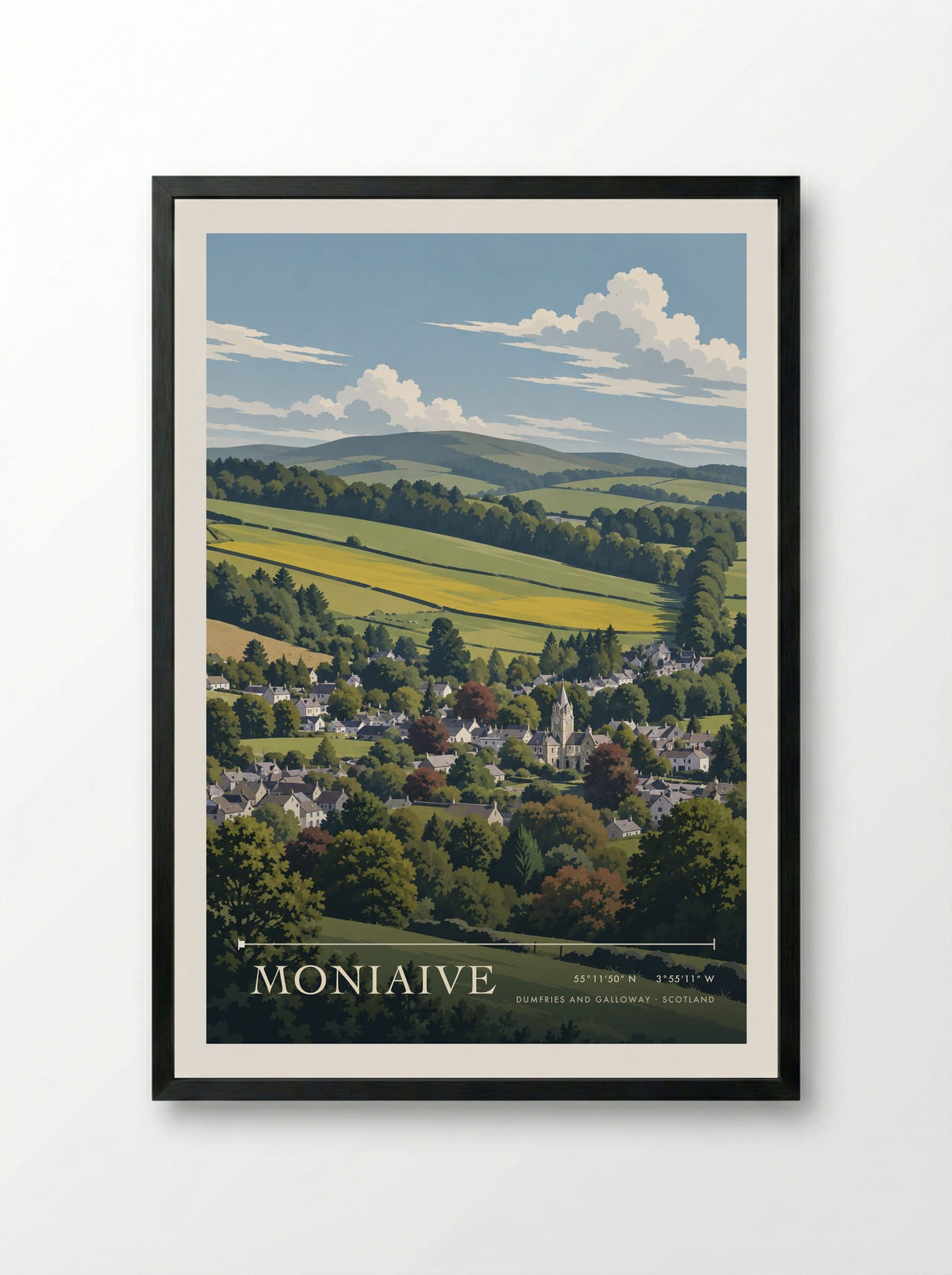 Moniaive, Dumfries and Galloway | Travel Poster - Framed Print Black