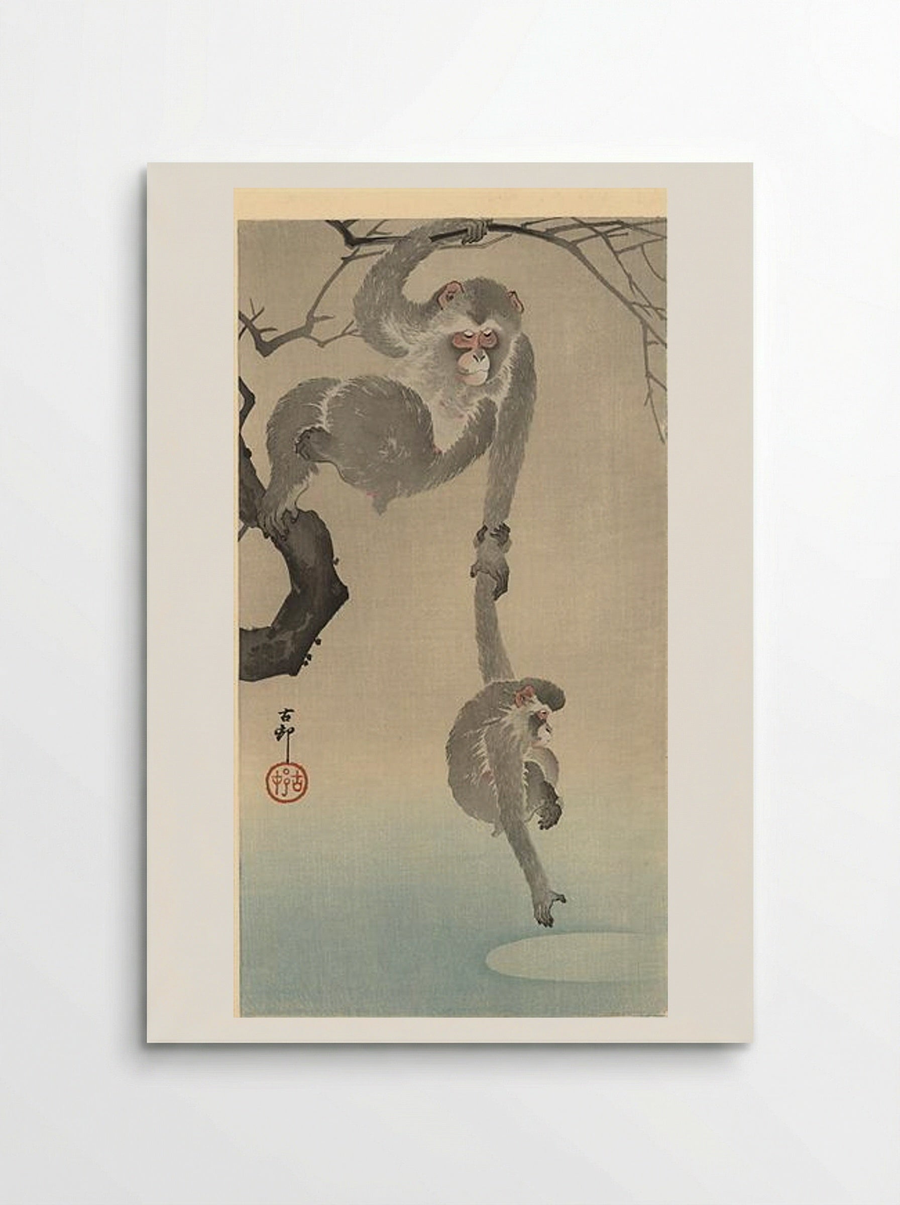 Monkey with her child - Ohara Koson - Poster