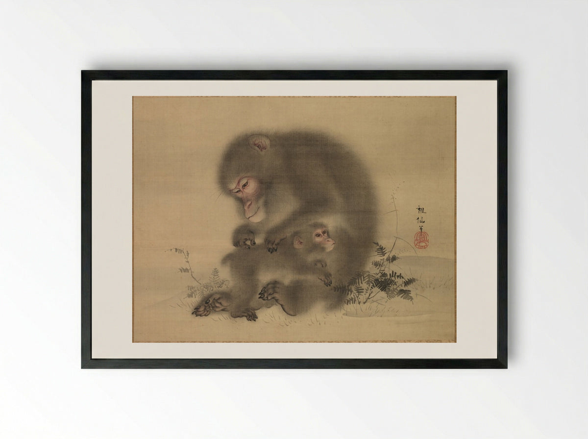 Monkeys - Mori Sosen - Framed Print Black