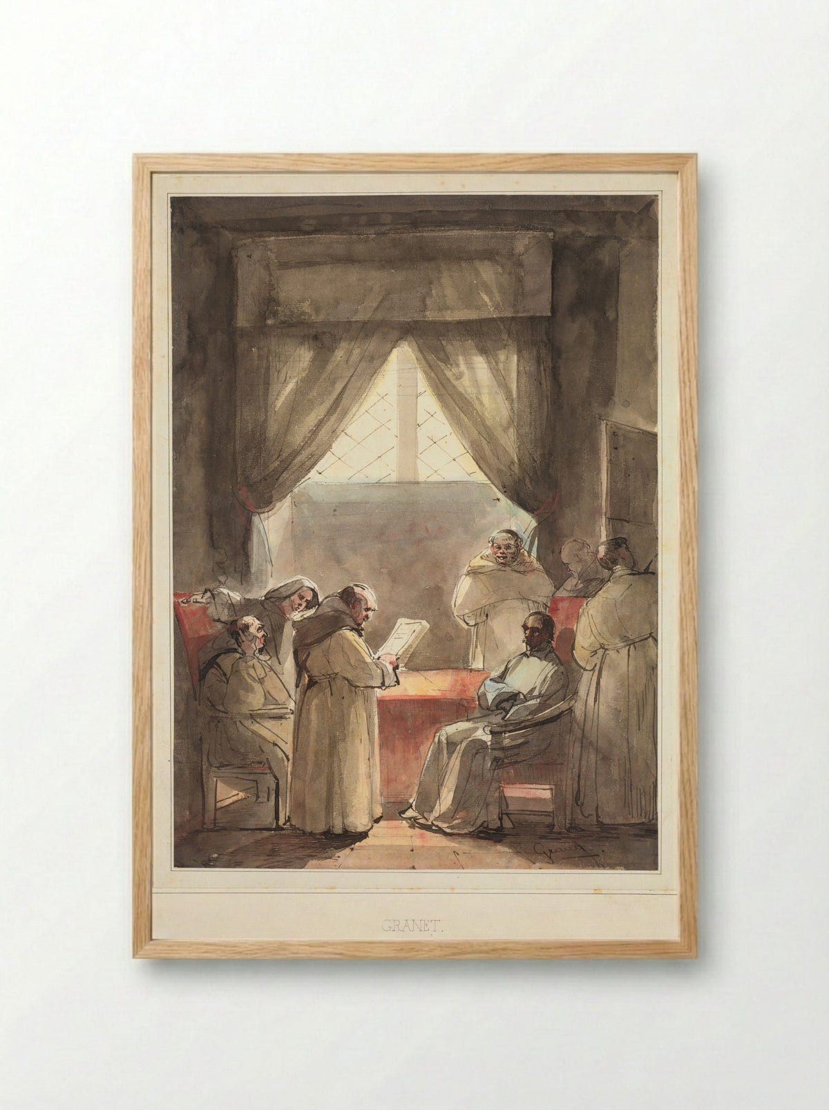 Monks in a Cloister - François-Marius Granet - Framed Print Wood