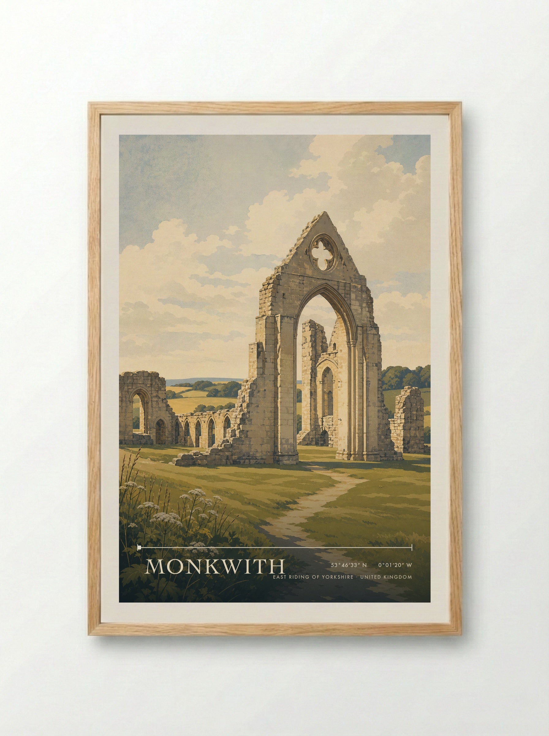 Monkwith East Riding of Yorkshire United Kingdom Travel Poster - Framed Print Wood