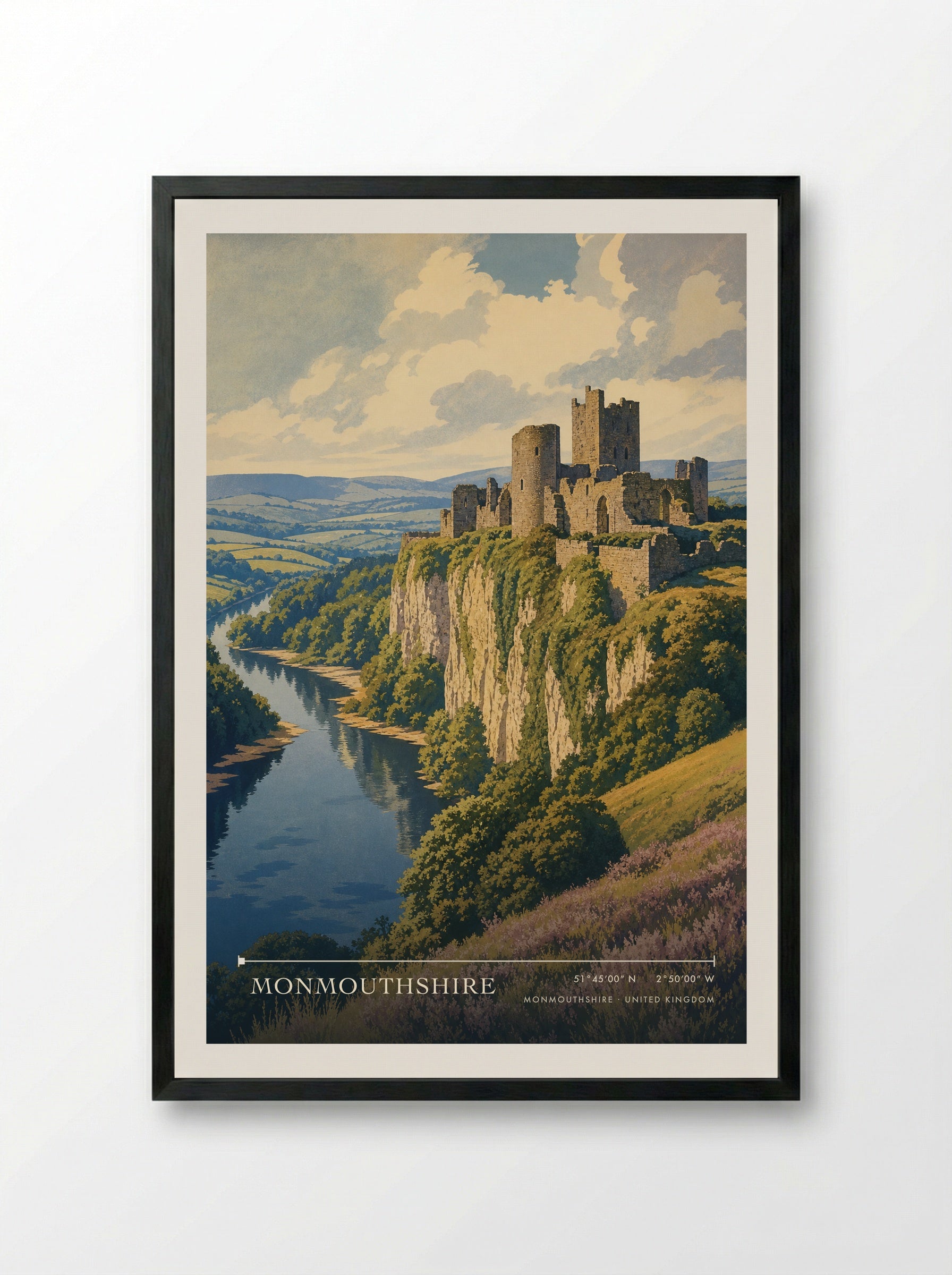 Monmouthshire United Kingdom Travel Poster - Framed Print Black