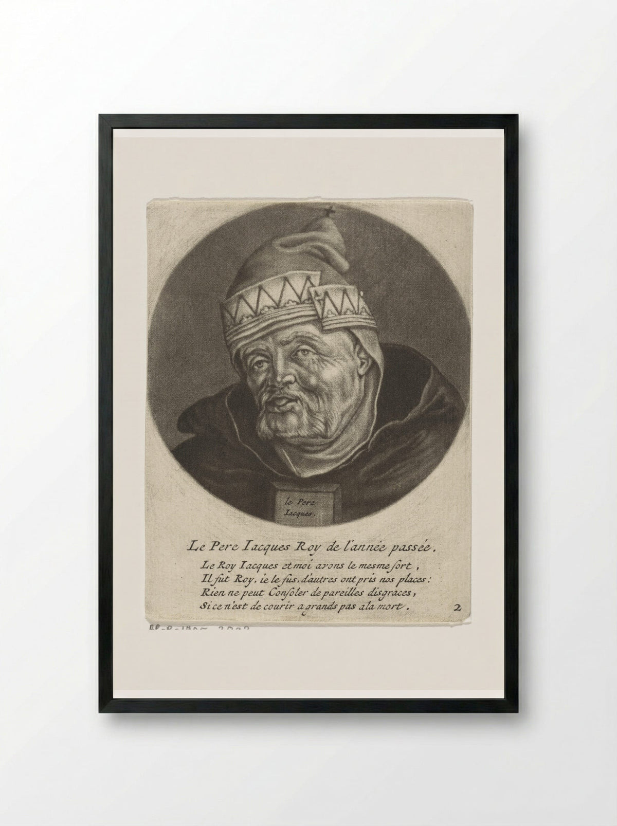 Monnik als koning van het Oude Jaar - Jacob Gole - Framed Print Black
