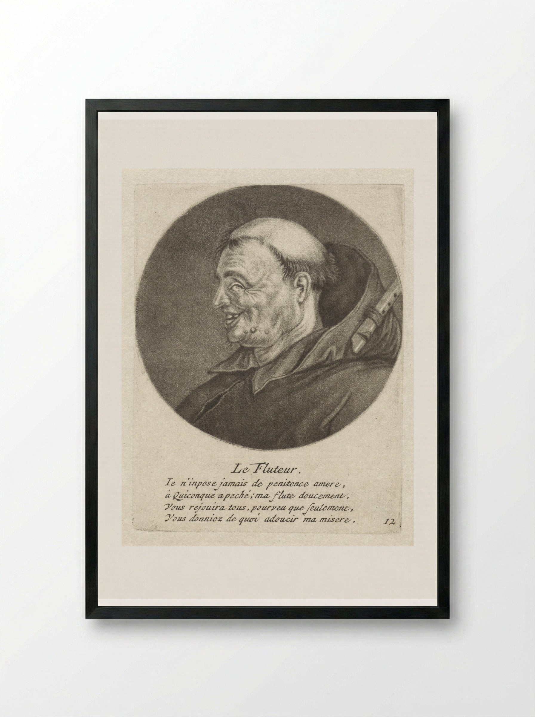 Monnik met een fluit (Le Fluteur) - Jacob Gole - Framed Print Black