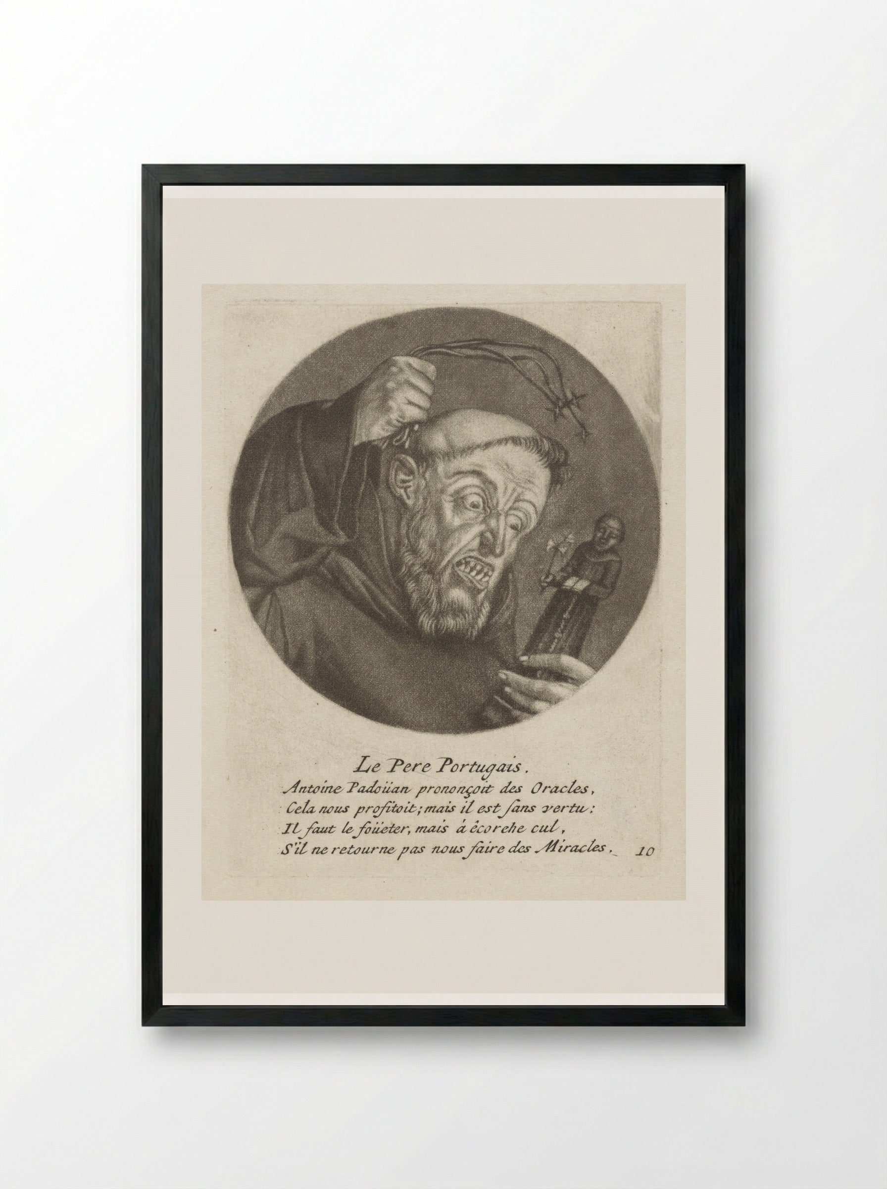 Monnik met een gesel - Jacob Gole - Framed Print Black