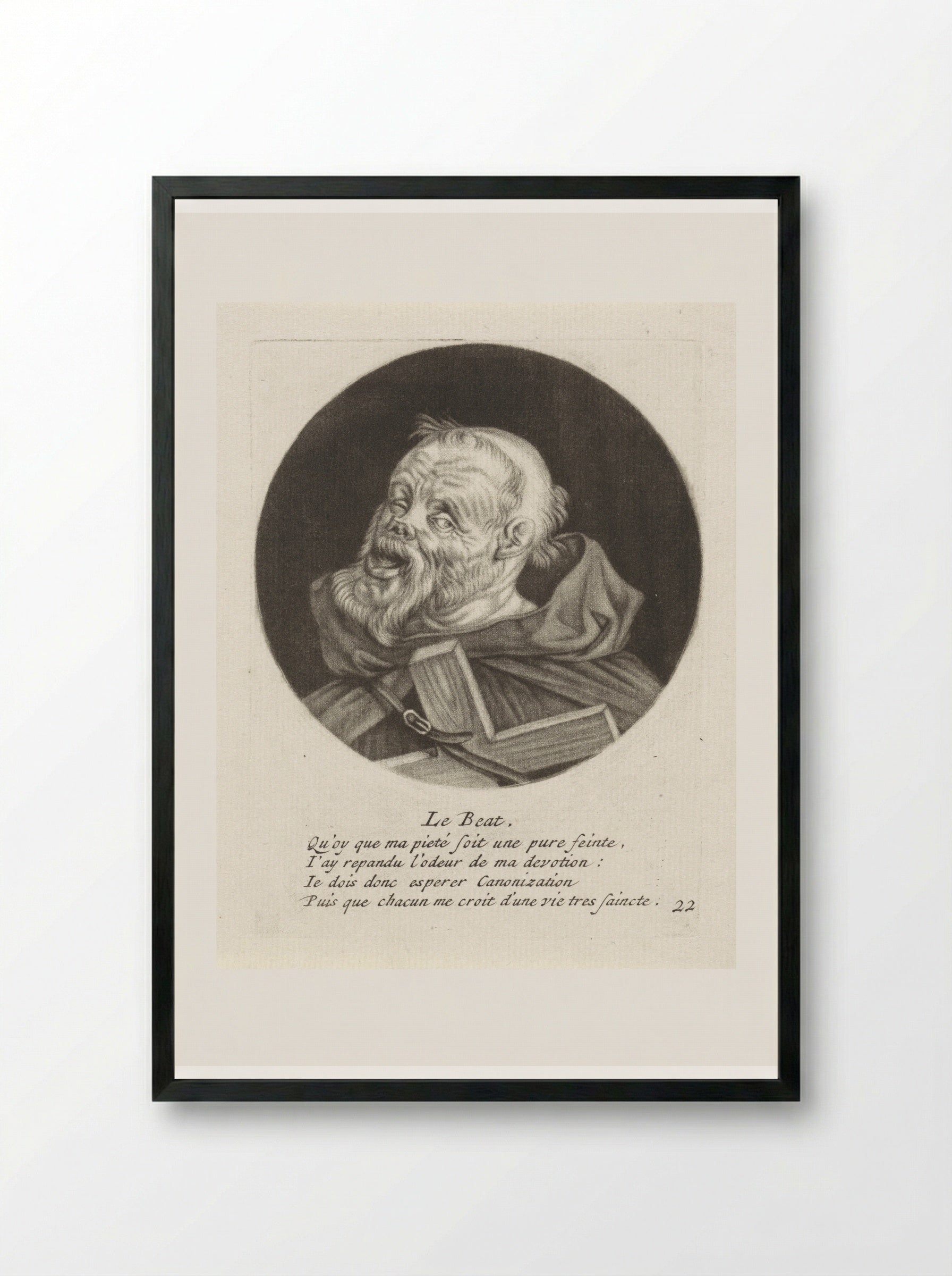 Monnik met een kruis - Jacob Gole - Framed Print Black
