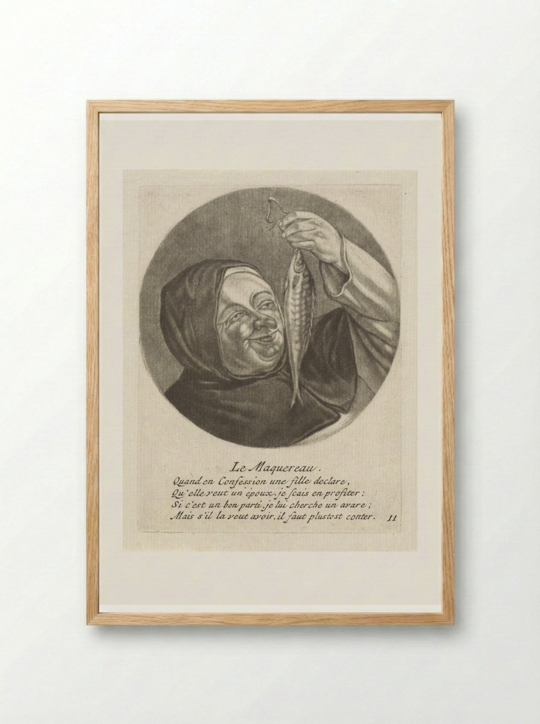 Monnik met een makreel - Jacob Gole - Framed Print Wood