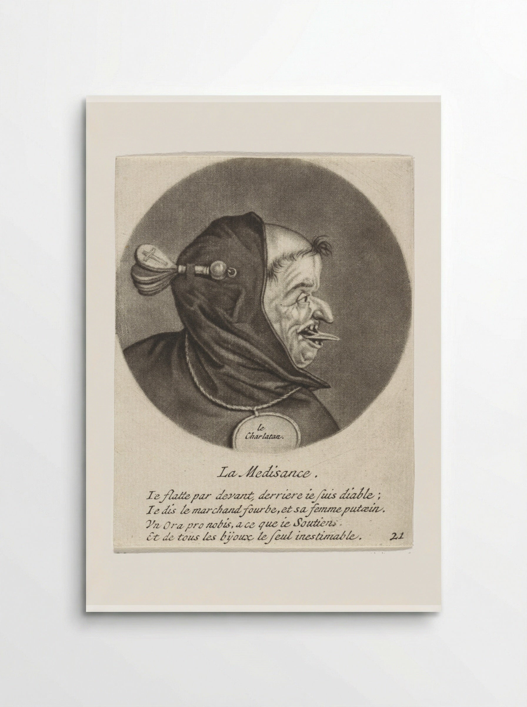 Monnik met uitgestoken tong (La Médisance) - Jacob Gole - Poster