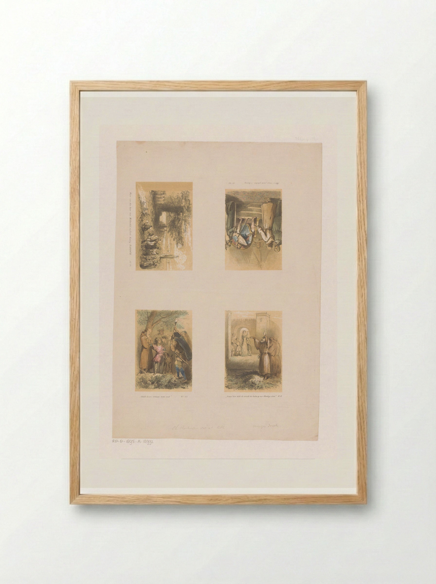Monniken, een koning en figuren in landschappen - Charles Rochussen - Framed Print Wood