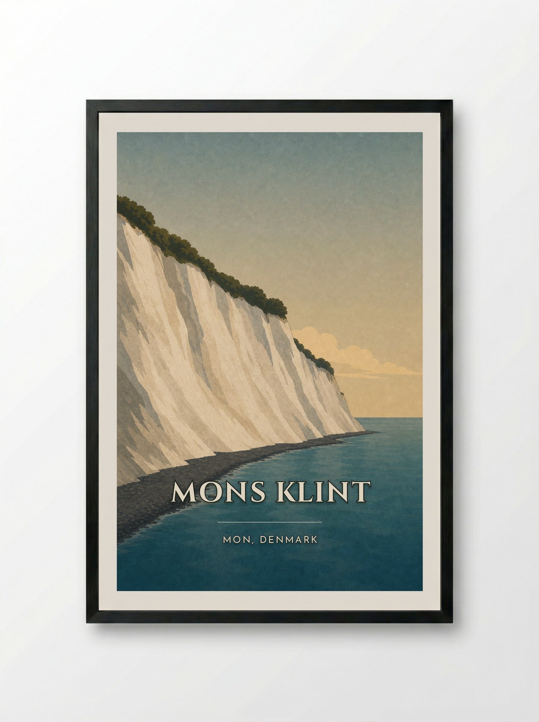 Mons Klint Travel Poster Artwork - Framed Print Black