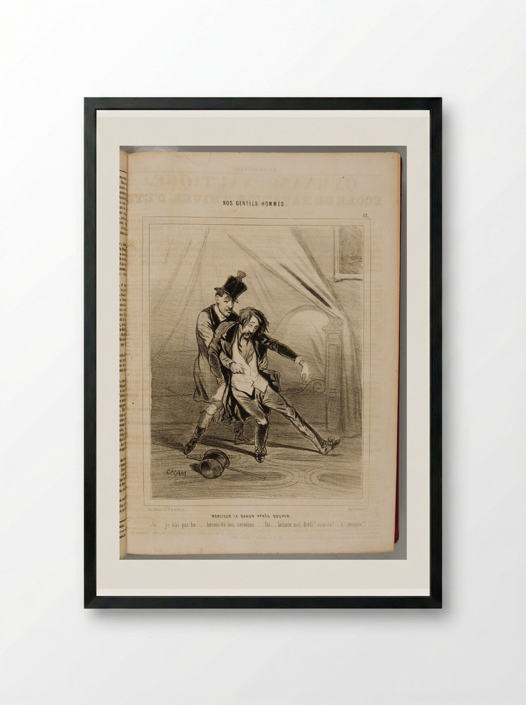 Monsieur le Baron après souper - Cham - Framed Print Black
