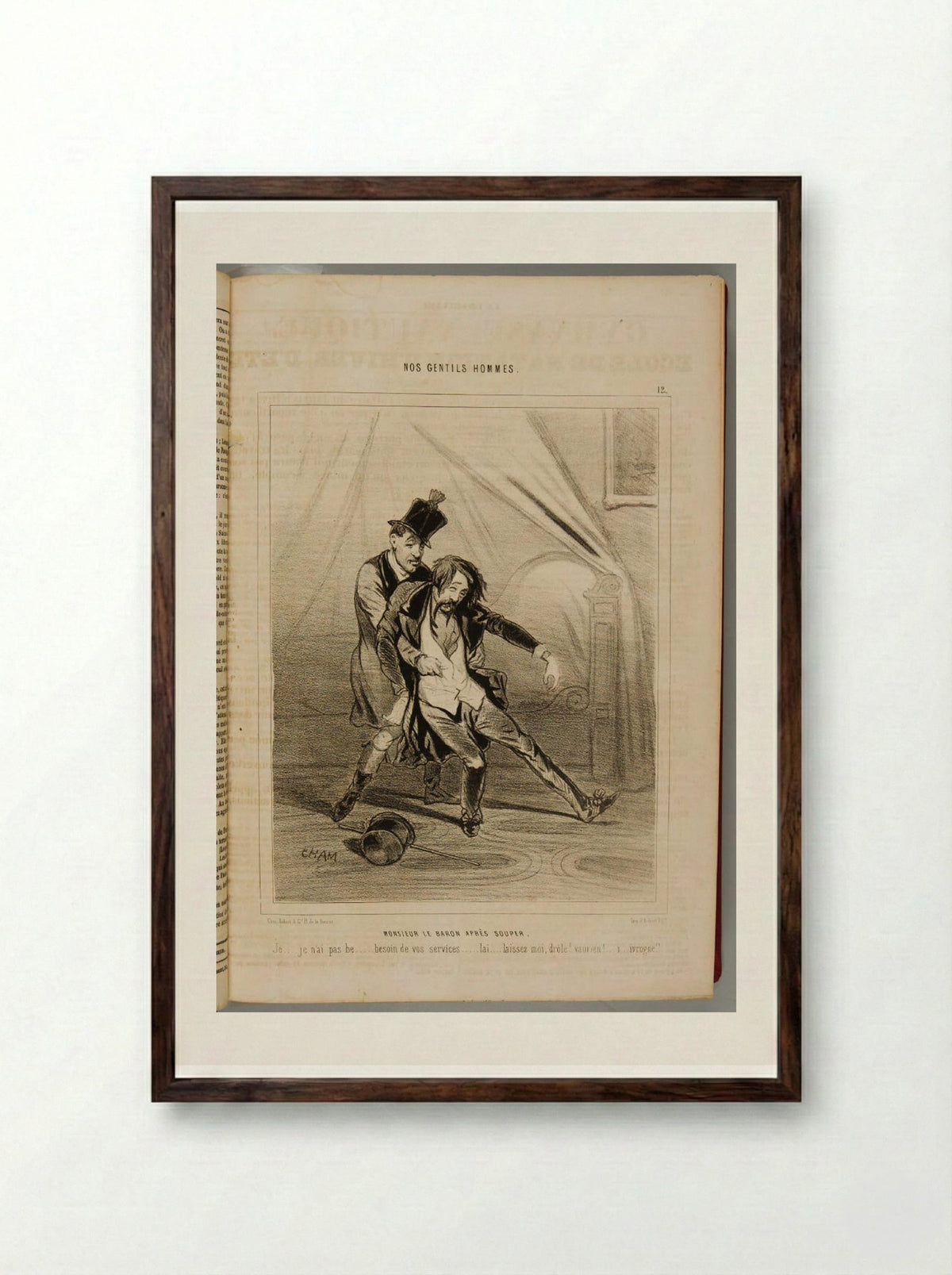 Monsieur le Baron après souper - Cham - Framed Print Dark Wood