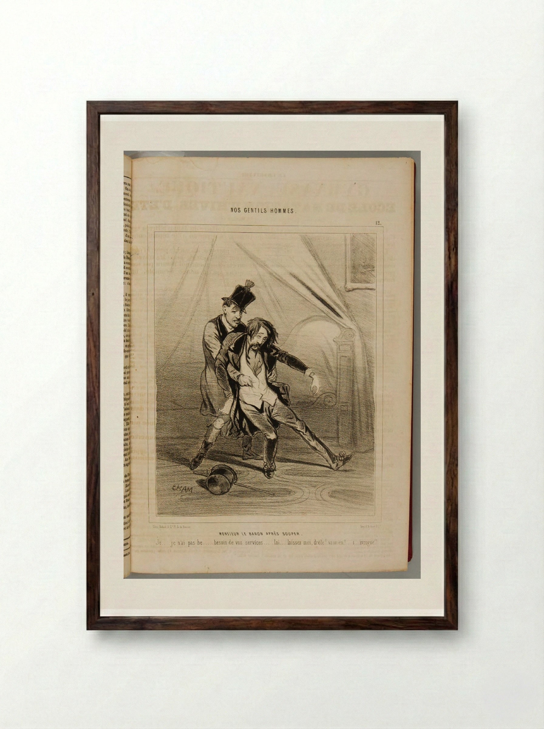 Monsieur le Baron après souper - Cham - Framed Print Dark Wood