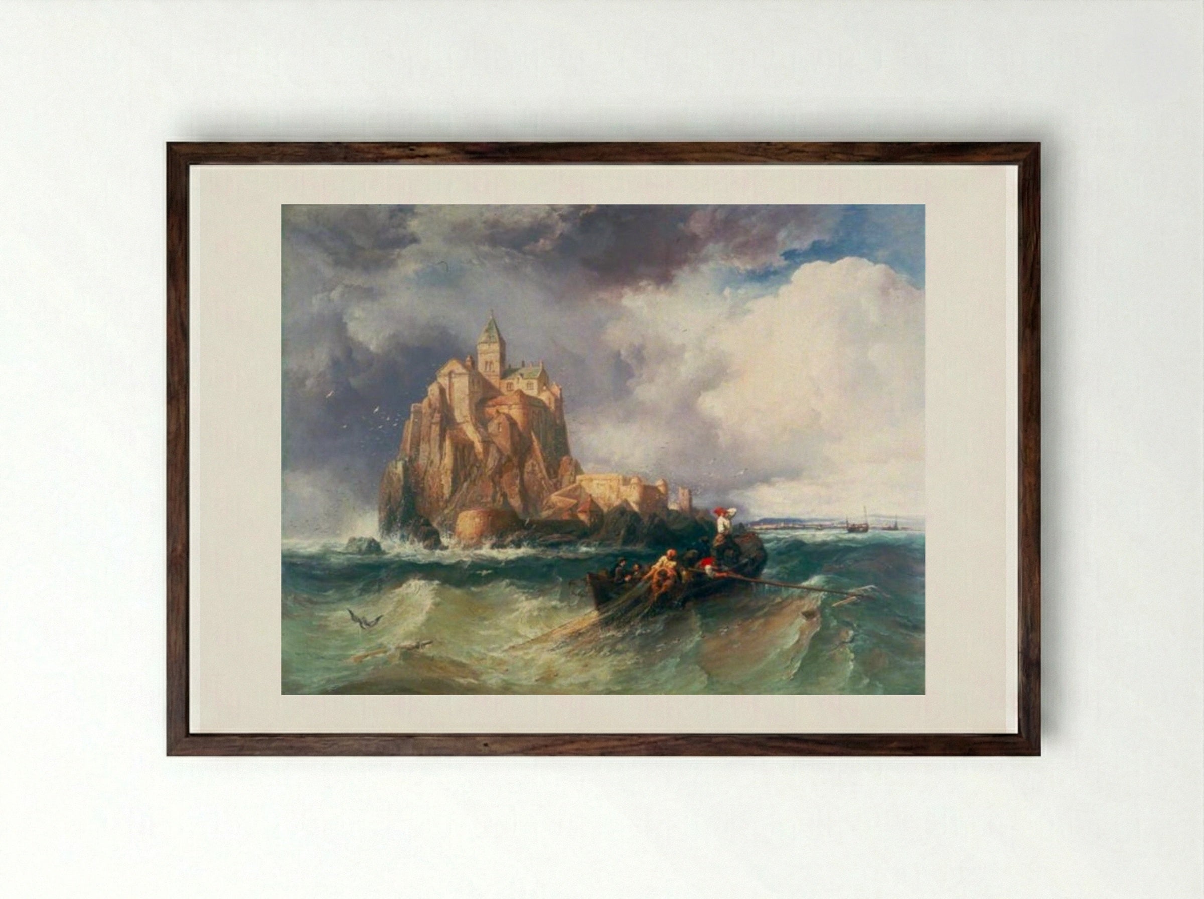 Mont St Michel, France - James Webb - Framed Print Dark Wood