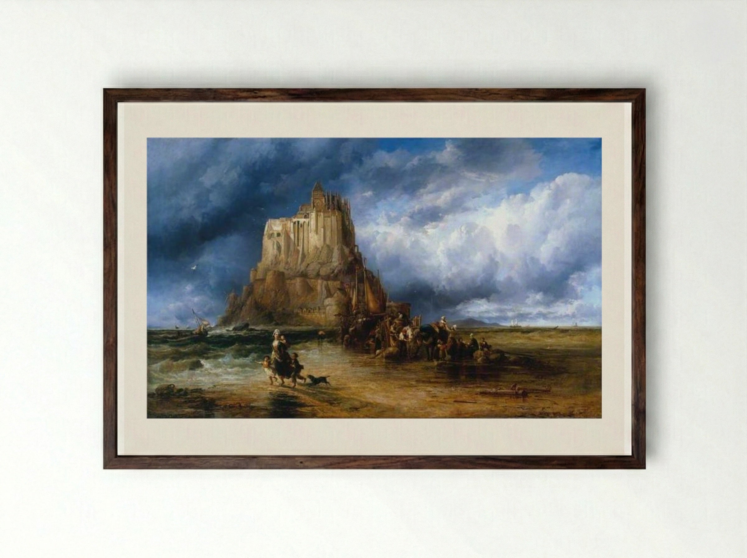 Mont St Michel, Normandy - James Webb - Framed Print Dark Wood