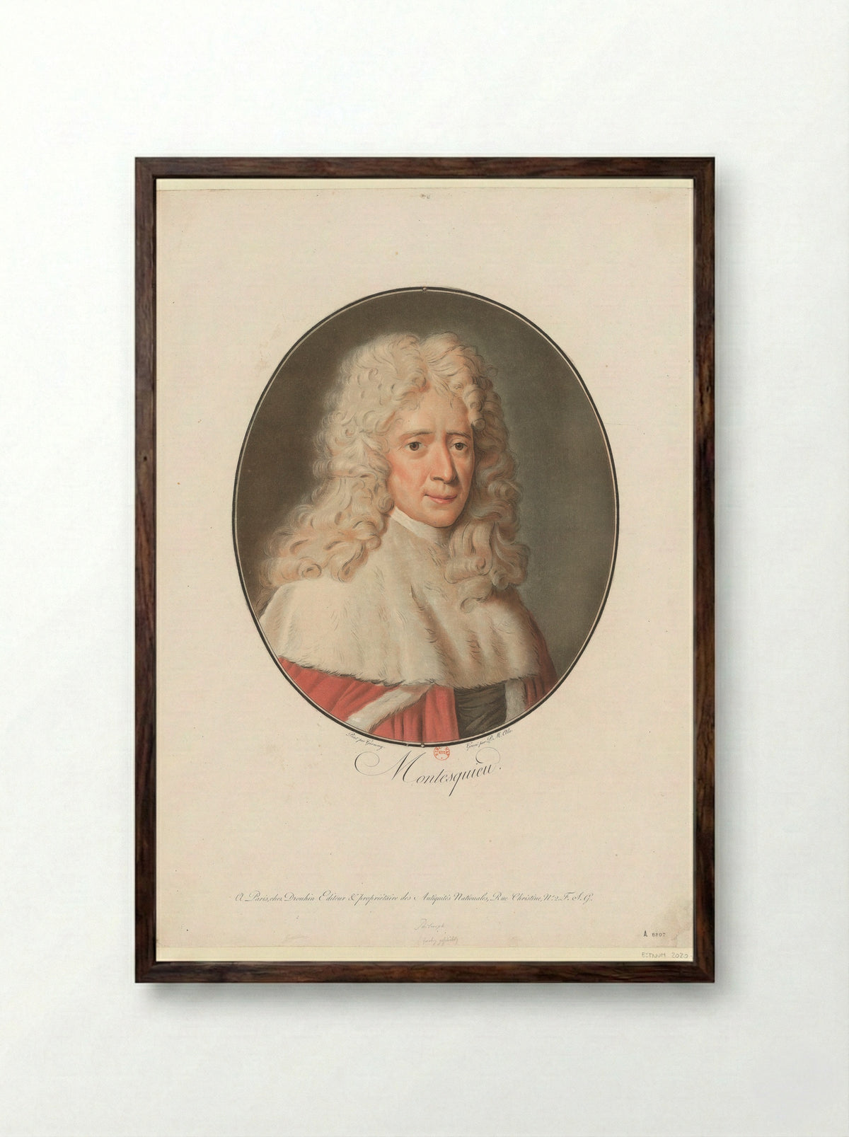 Montesquieu - Pierre Michel Alix - Framed Print Dark Wood