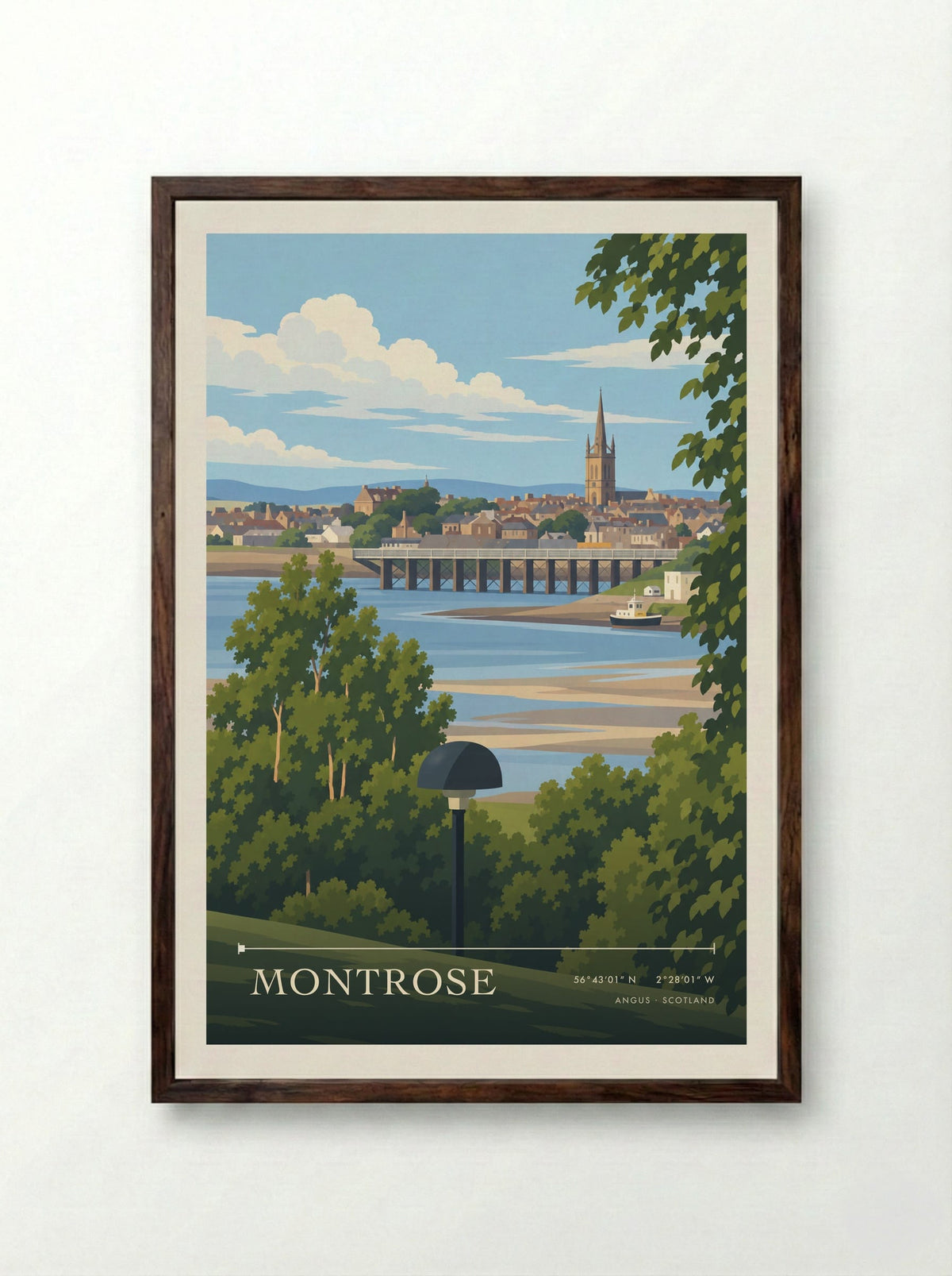 Montrose, Angus | Travel Poster - Framed Print Dark Wood
