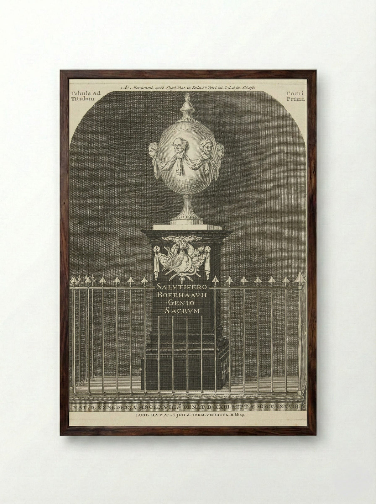 Monument voor Herman Boerhaave - Johannes & Hermanus Verbeek - Framed Print Dark Wood