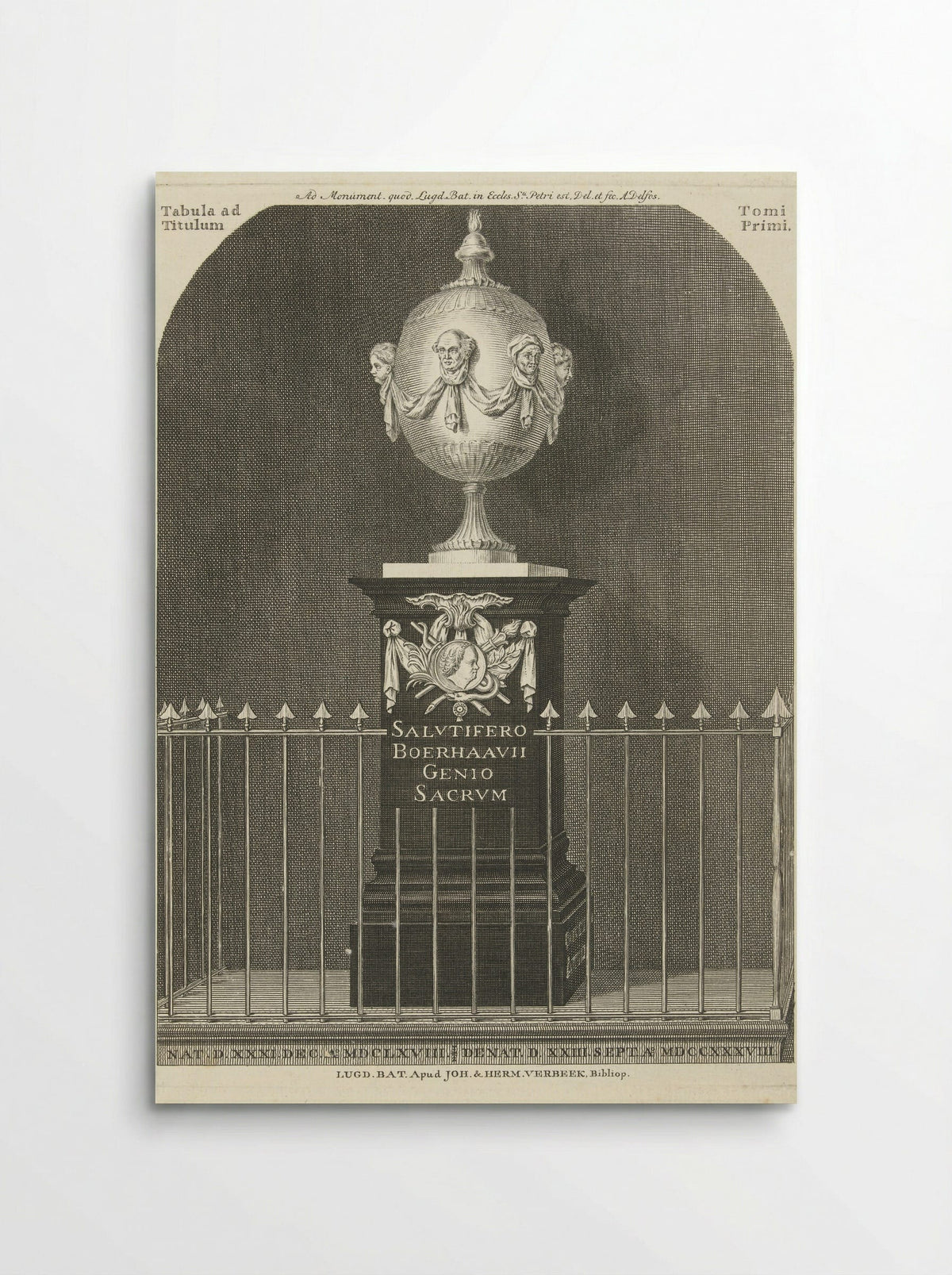 Monument voor Herman Boerhaave - Johannes & Hermanus Verbeek - Poster