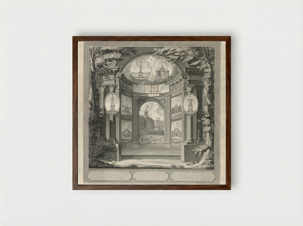 Monument voor het Alliantiefeest te Amsterdam, 1795 - Noach van der Meer - Framed Print Dark Wood