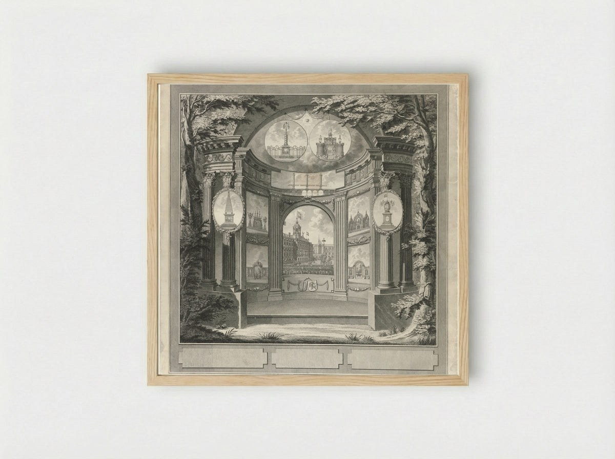 Monument voor het Alliantiefeest te Amsterdam, 1795 - Noach van der Meer - Framed Print Wood